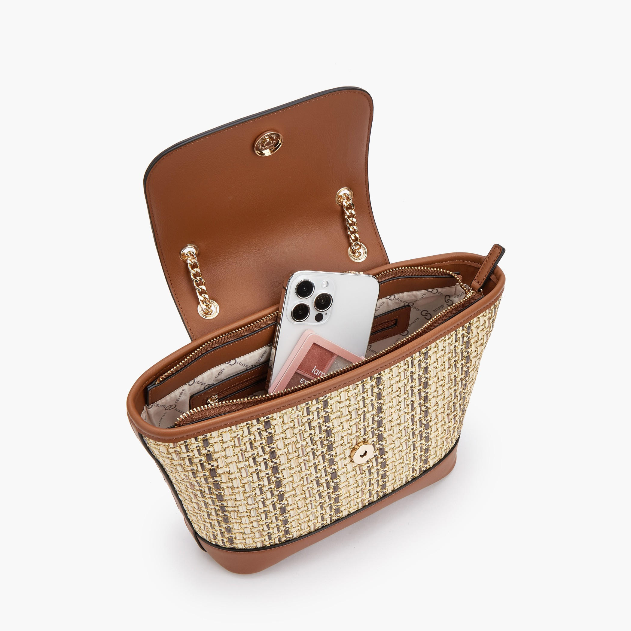Celeste Textured Tote Bag with Chain Handle-women-bagsandwallets-handbags-image-7
