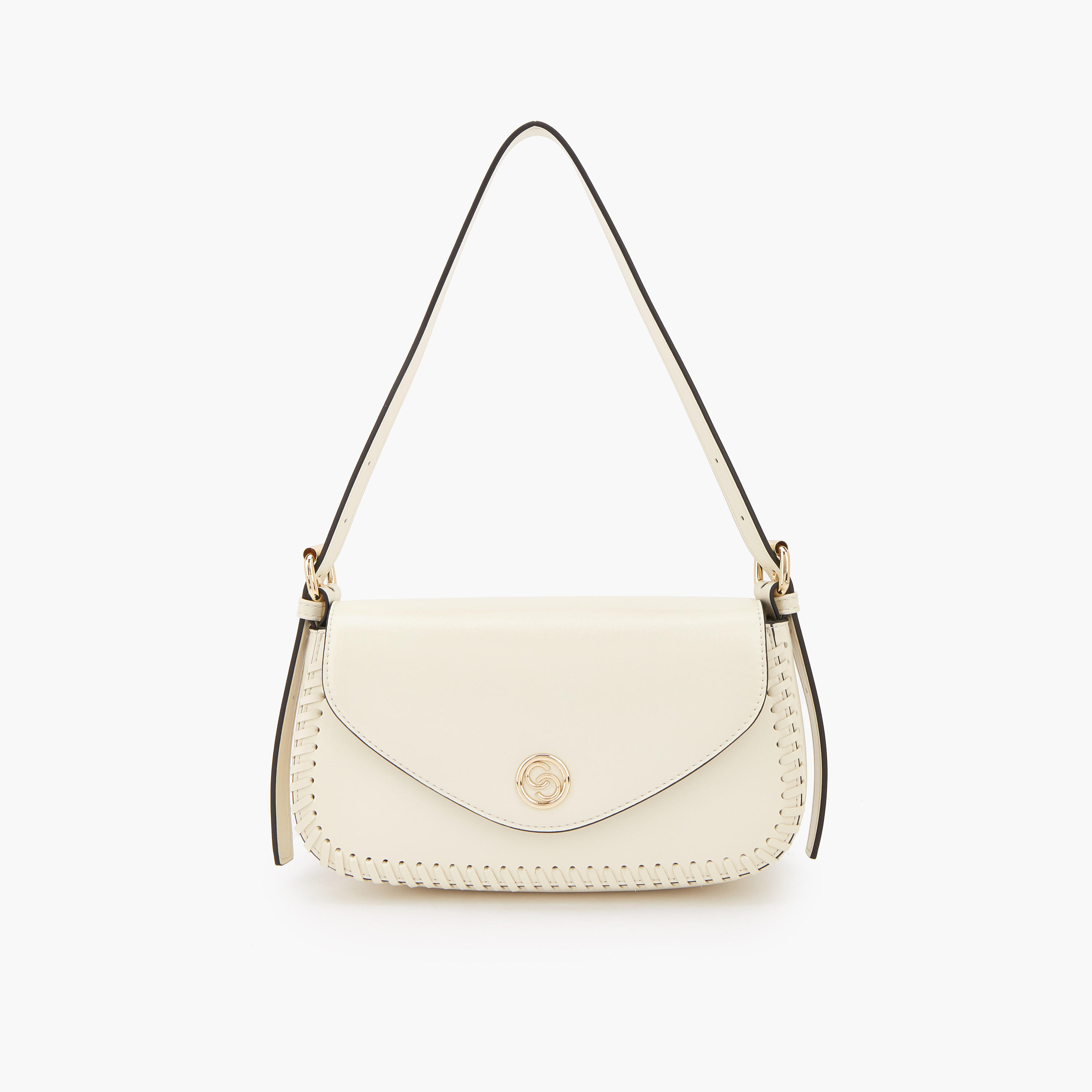 Celeste Stitch Detail Shoulder Bag with Button Closure-women-bagsandwallets-handbags-image-1