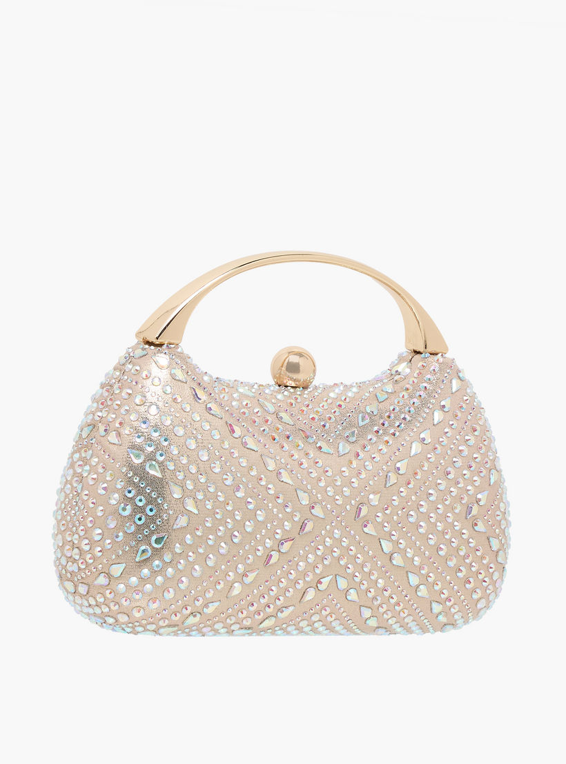 Sasha Diamante Embellished Clutch with Detachable Chain Strap-women-bagsandwallets-handbags-image-4