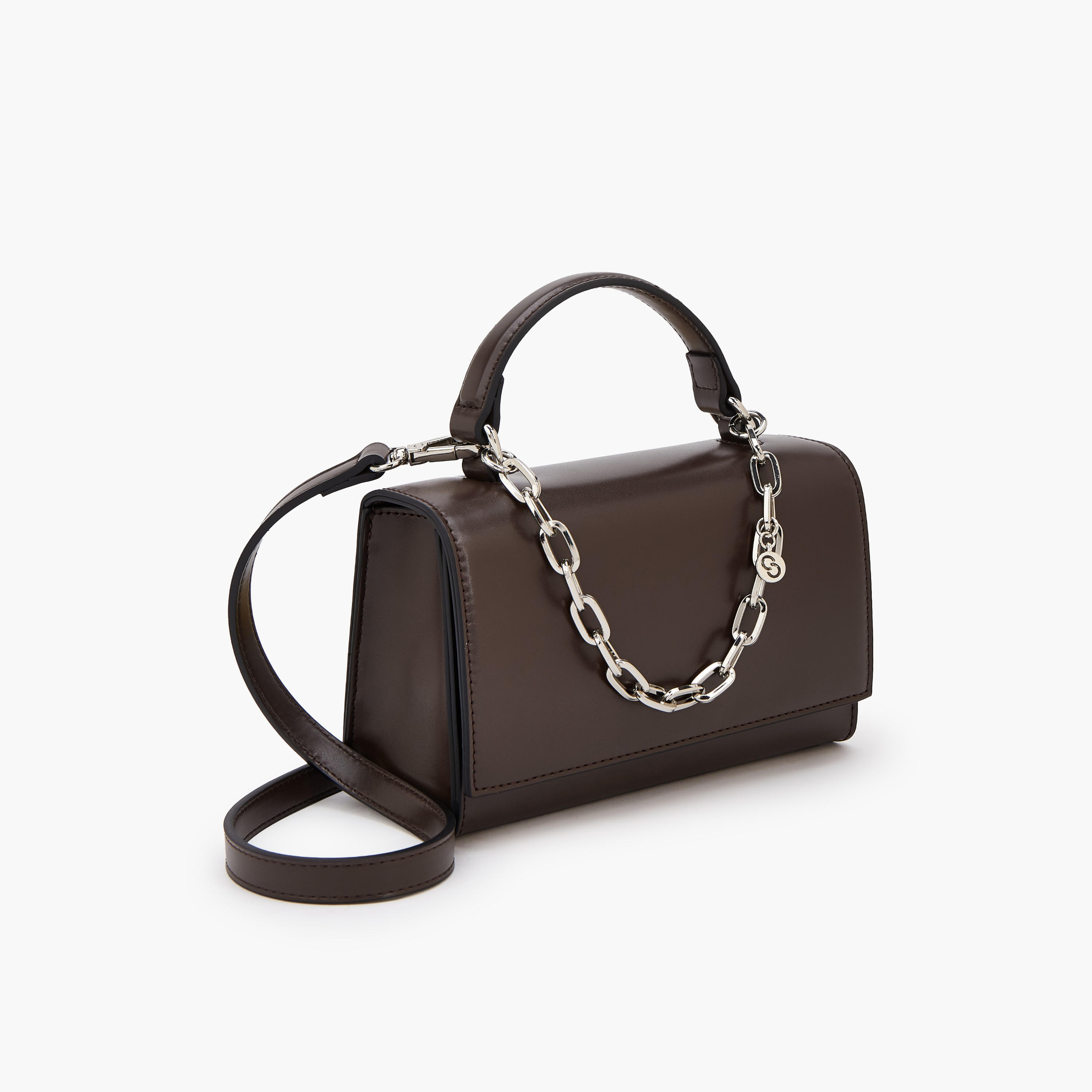 Celeste Solid Satchel Bag with Chain Detail-women-bagsandwallets-handbags-image-3