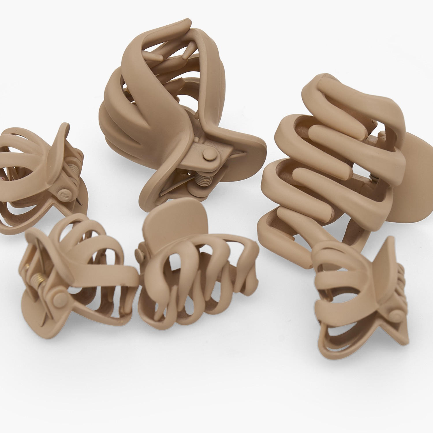 Pack of 6 Curved Hair Clamps with Matte Finish-women-hairaccessories-clamps-image-5