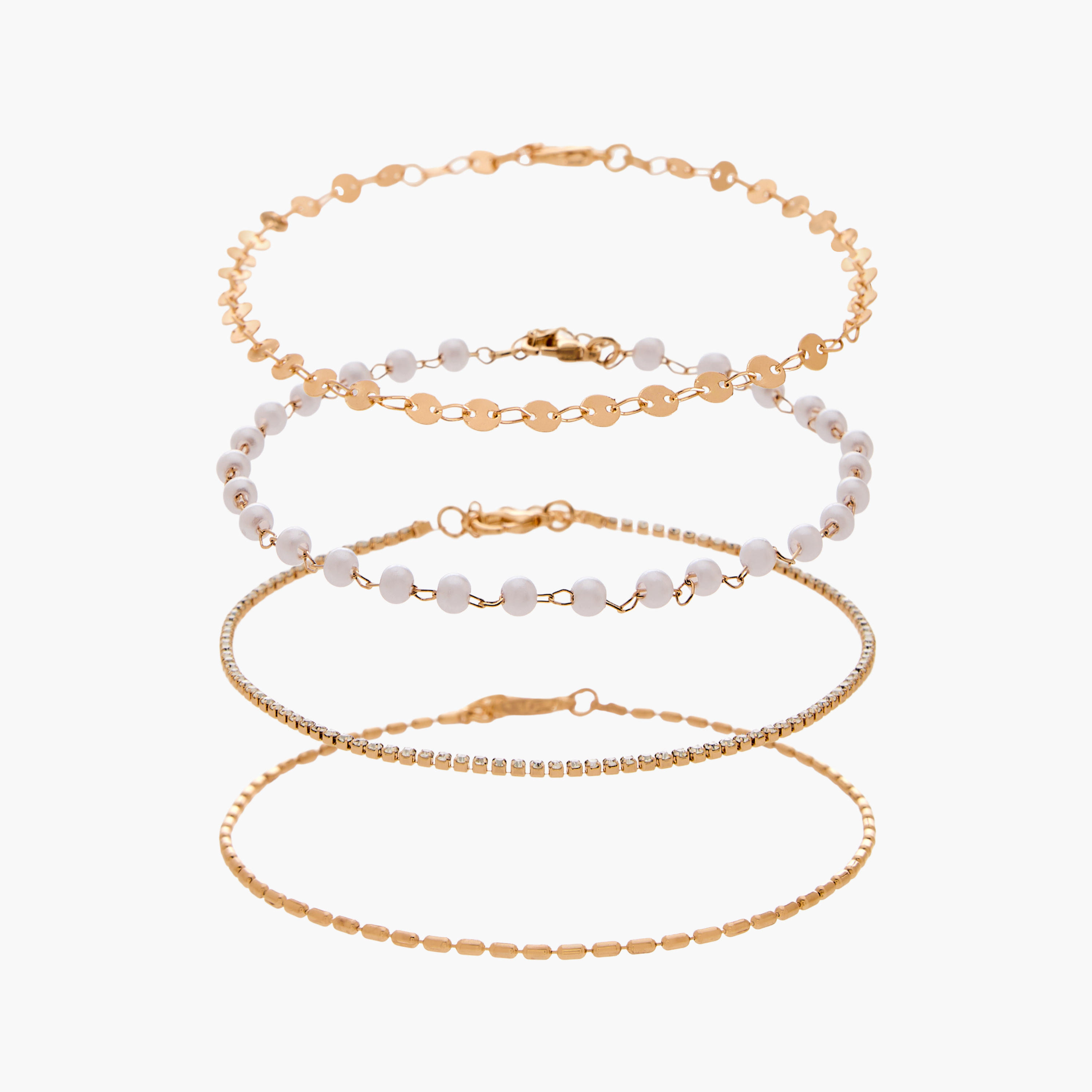 Pack of 4 Gold Tone Assorted Anklet-women-watchesandjewellery-jewellery-anklets-image-1