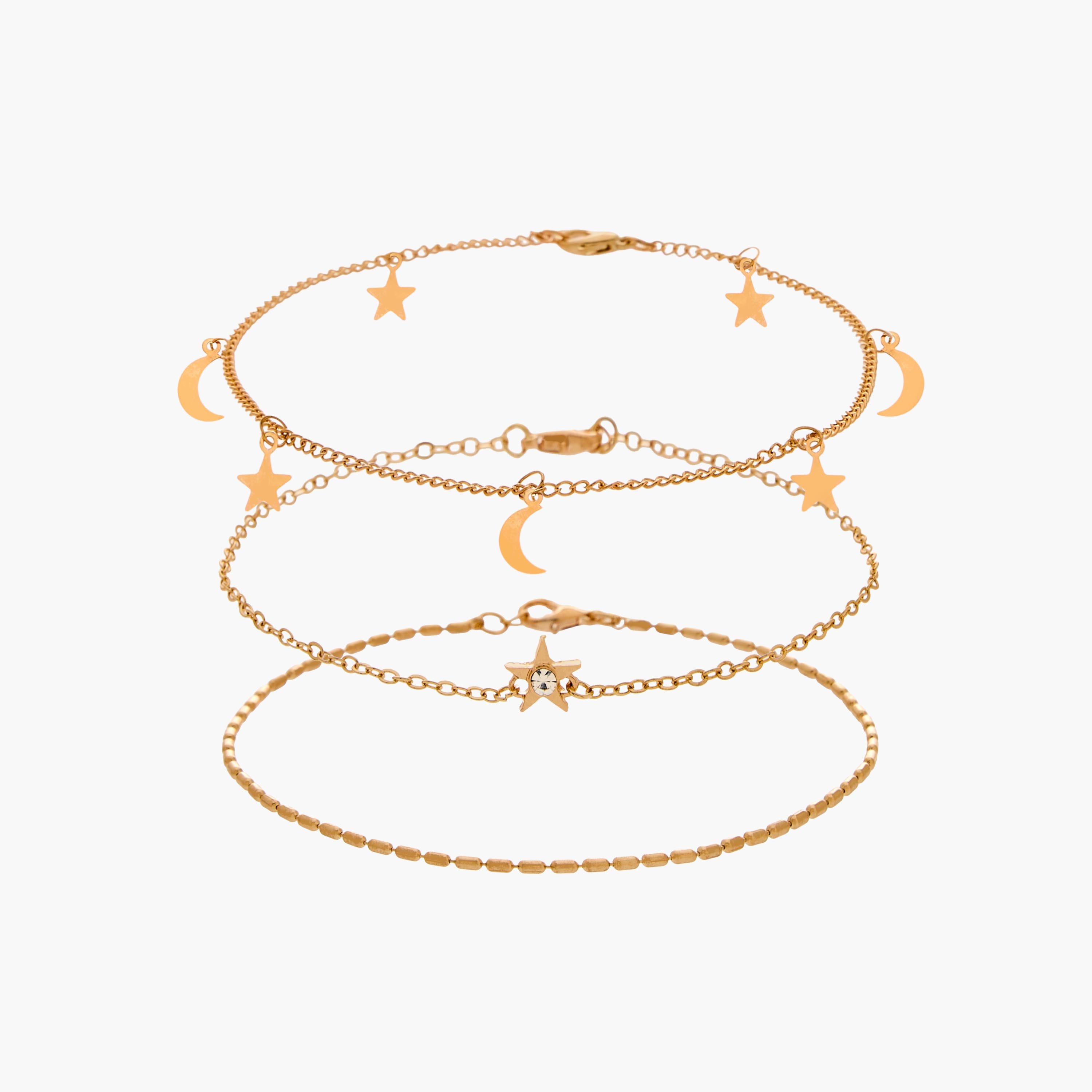 Pack of 3 Gold Tone Assorted Anklet-women-watchesandjewellery-jewellery-anklets-image-1