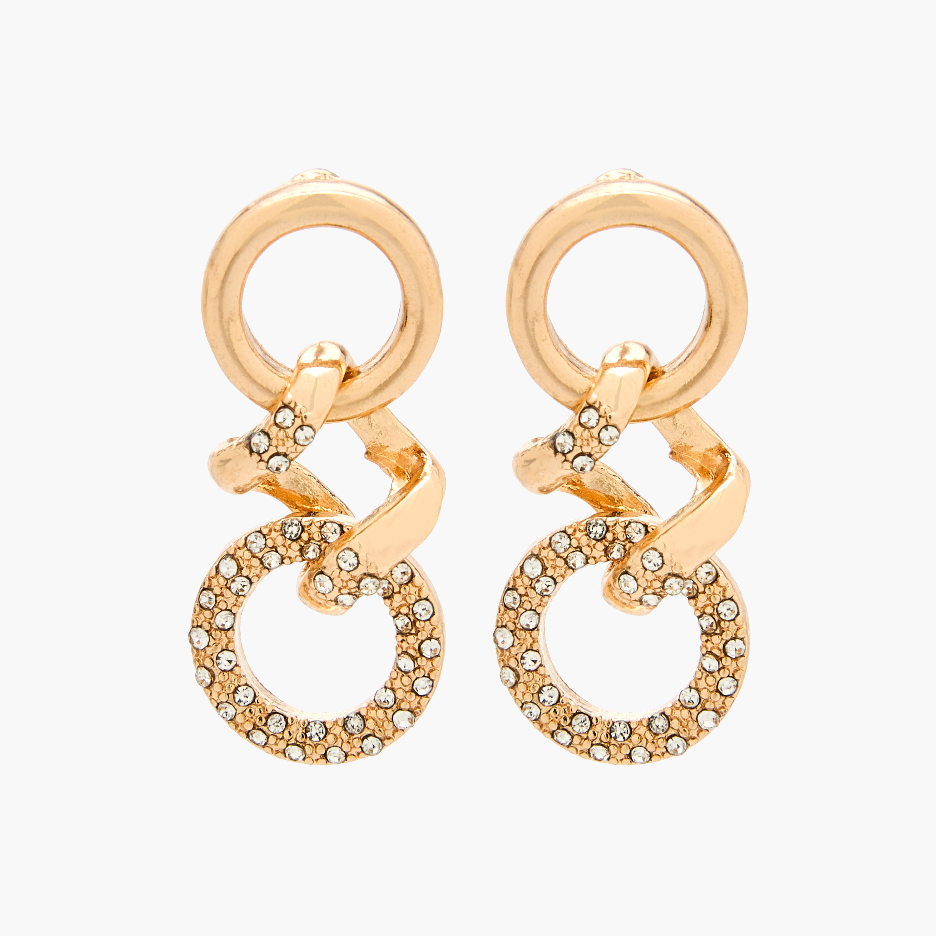 Gold Tone Embellished Drop Earrings with Pushback Closure-women-watchesandjewellery-jewellery-earrings-image-1