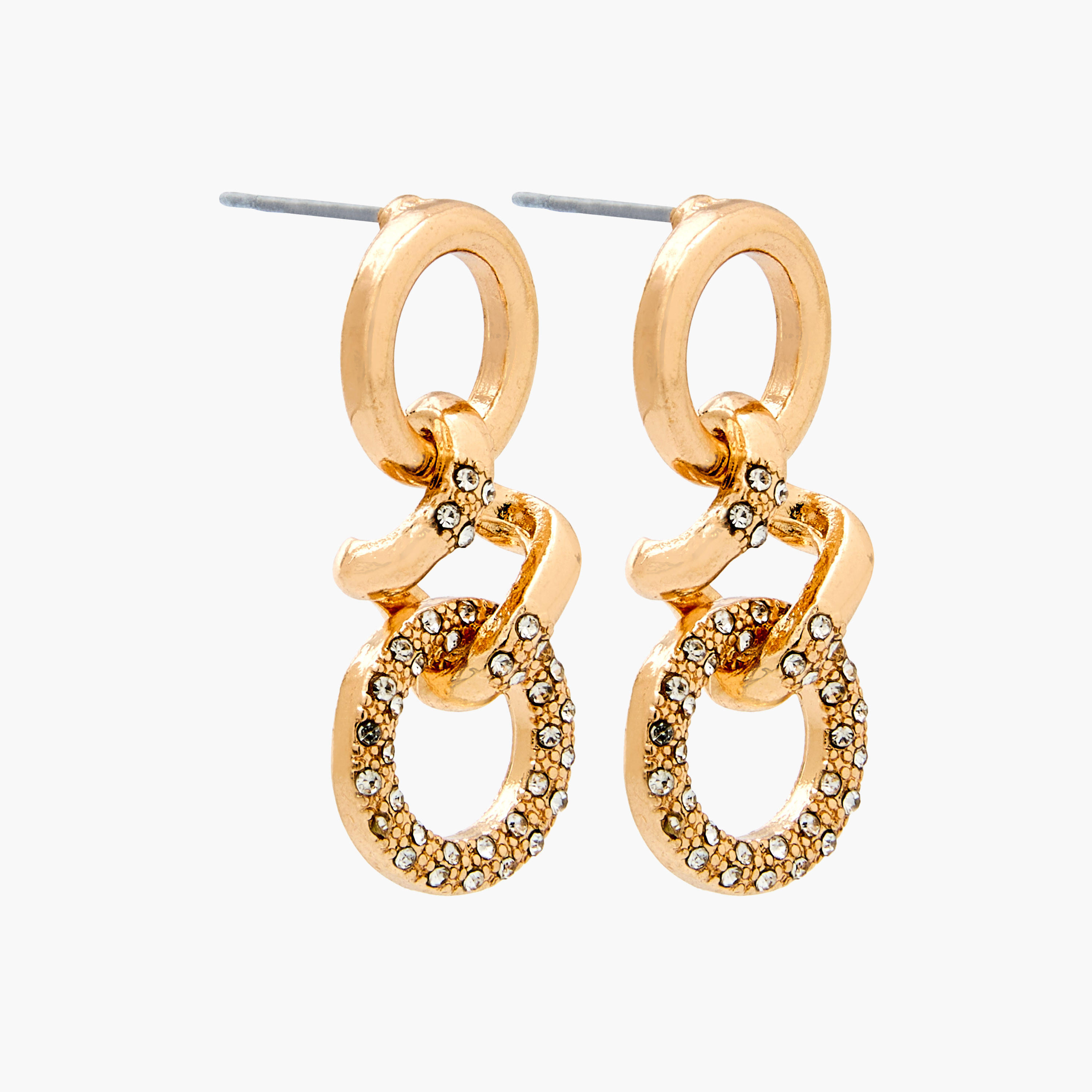 Gold Tone Embellished Drop Earrings with Pushback Closure-women-watchesandjewellery-jewellery-earrings-image-2