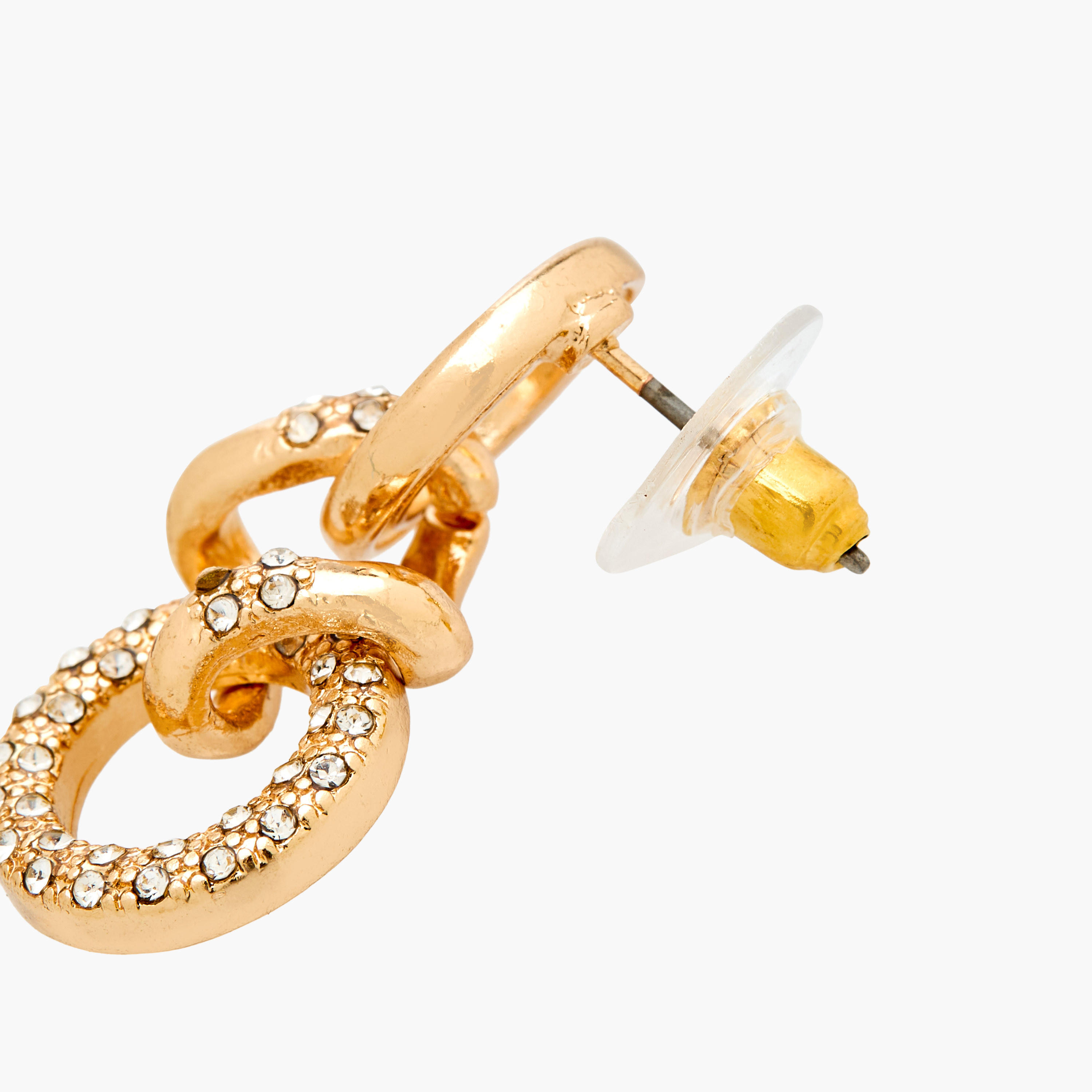 Gold Tone Embellished Drop Earrings with Pushback Closure-women-watchesandjewellery-jewellery-earrings-image-4