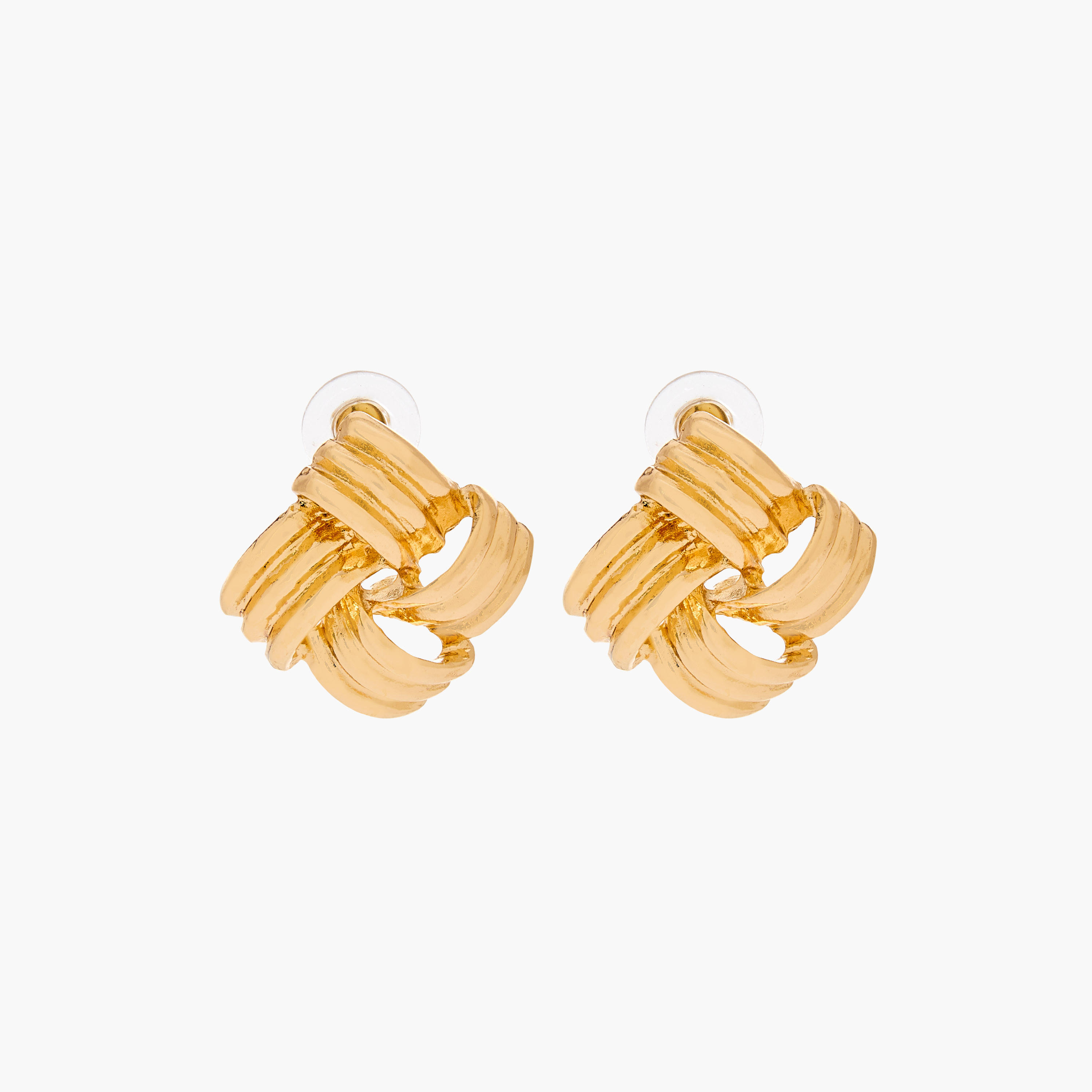 حلق دبوس عقدة بلون ذهبي ومكبس إغلاق-women-watchesandjewellery-jewellery-earrings-image-1