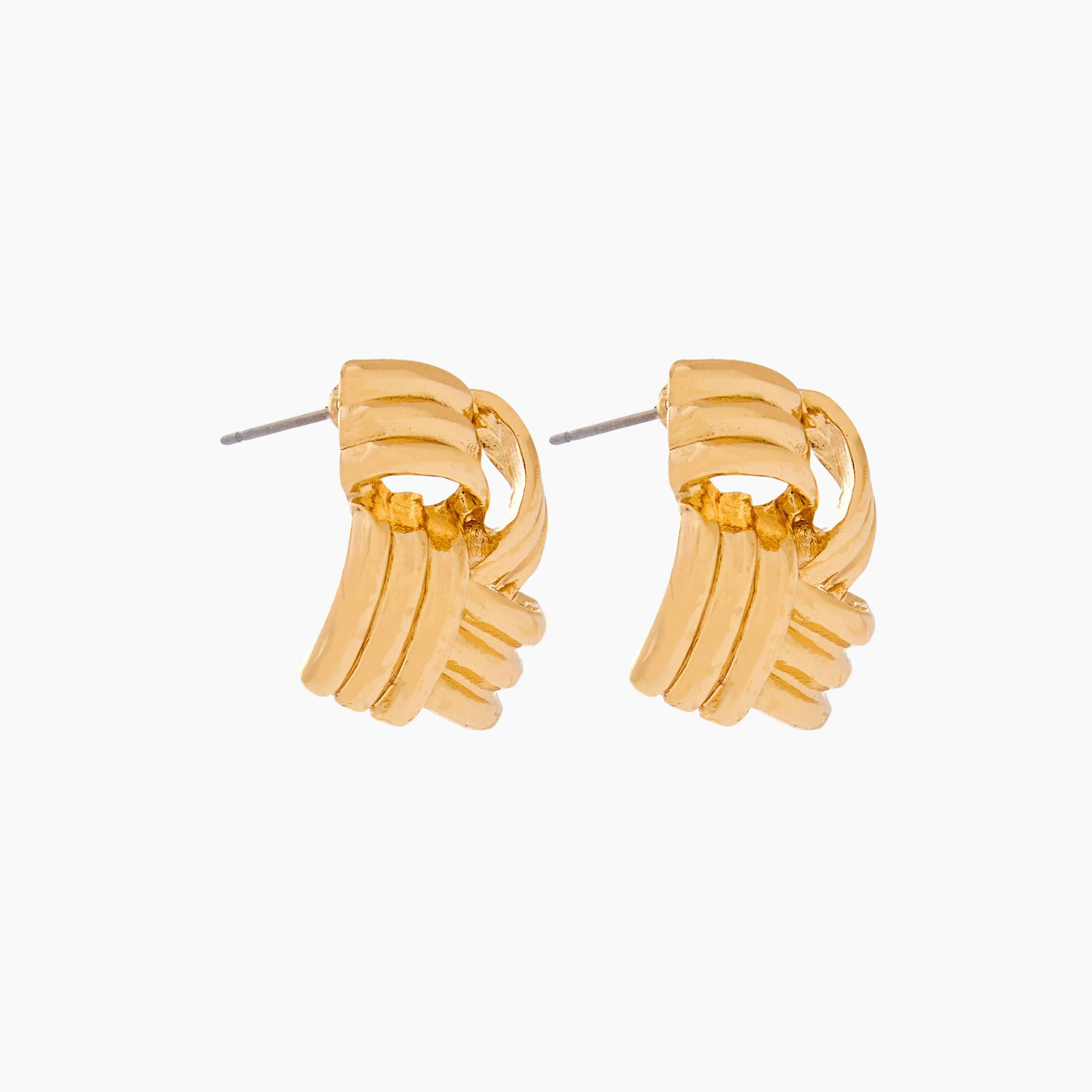 حلق دبوس عقدة بلون ذهبي ومكبس إغلاق-women-watchesandjewellery-jewellery-earrings-image-2