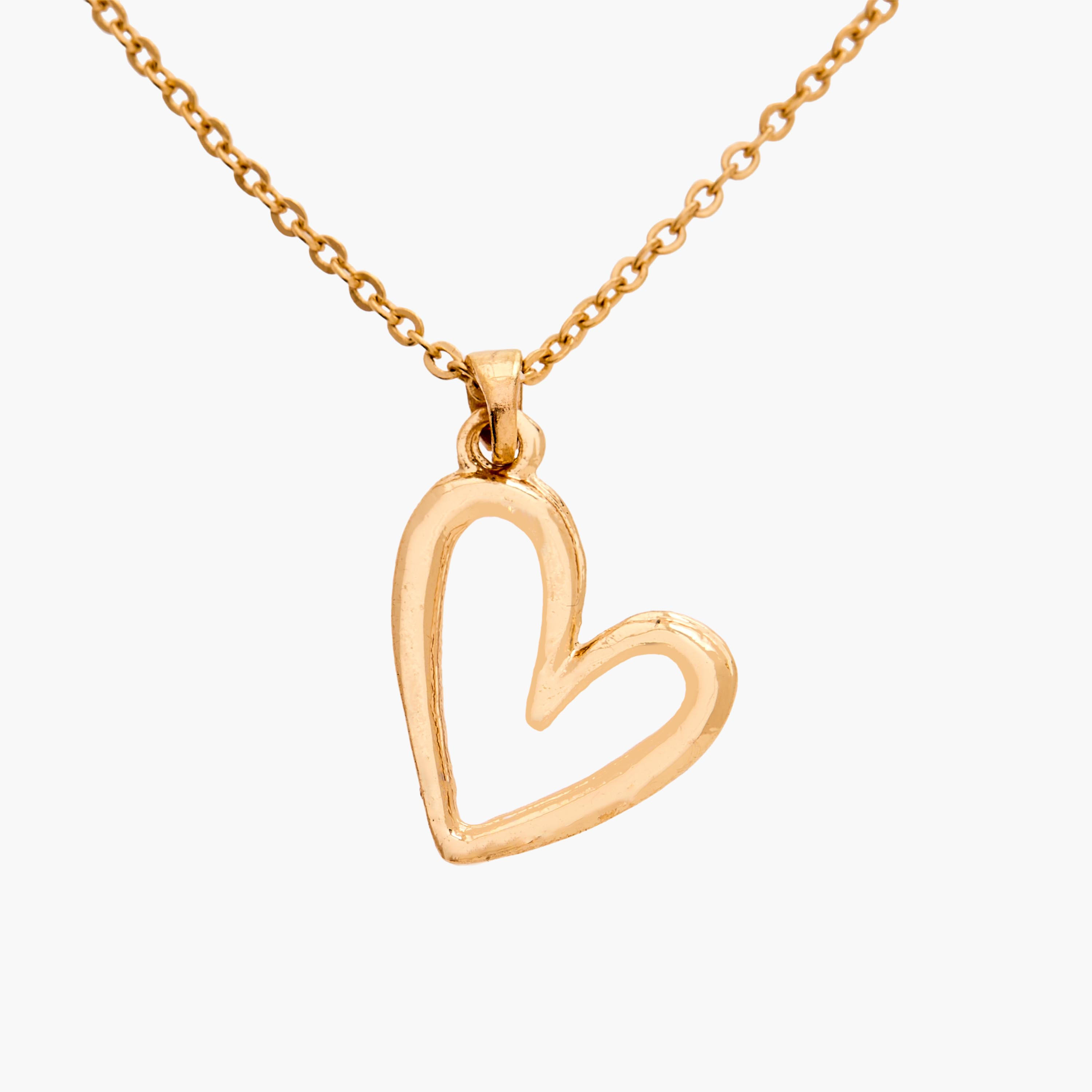 Gold Tone Necklace with Heart Pendant-women-watchesandjewellery-jewellery-necklacesandpendants-image-2