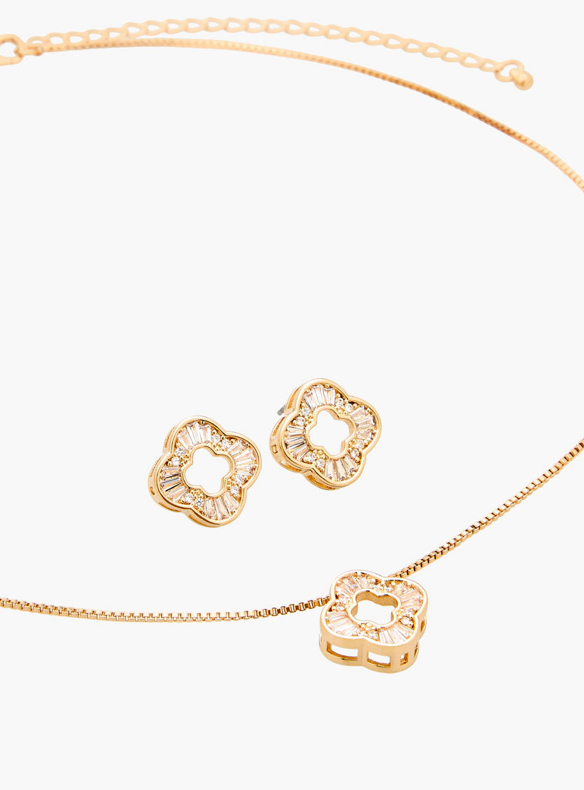 Set of 2 - Embellished Floral Necklace and Earrings-women-watchesandjewellery-jewellery-jewellerysets-image-3
