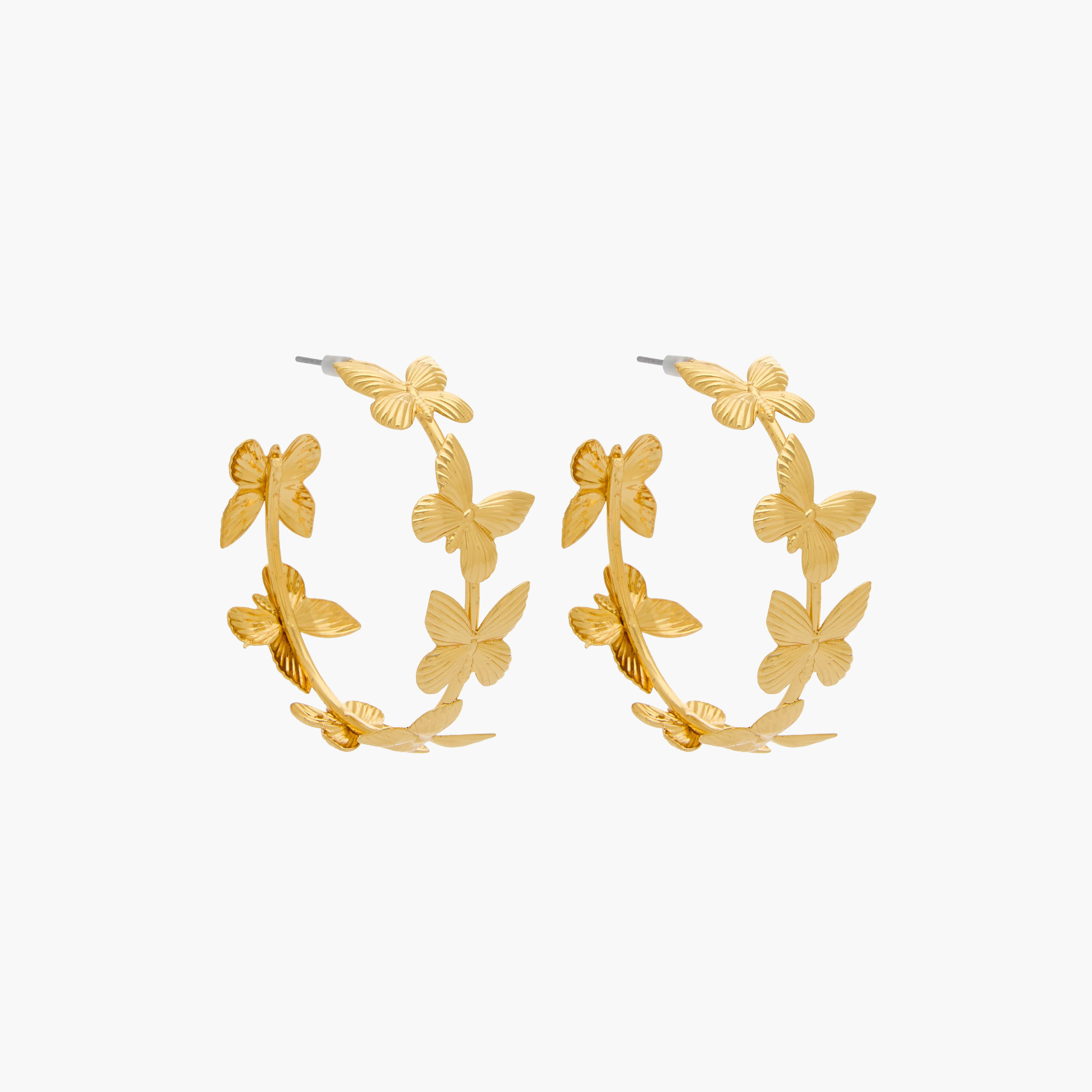 Gold Tone Butterfly Accent Hoop Earrings with Pushback Closure-women-watchesandjewellery-jewellery-earrings-image-2
