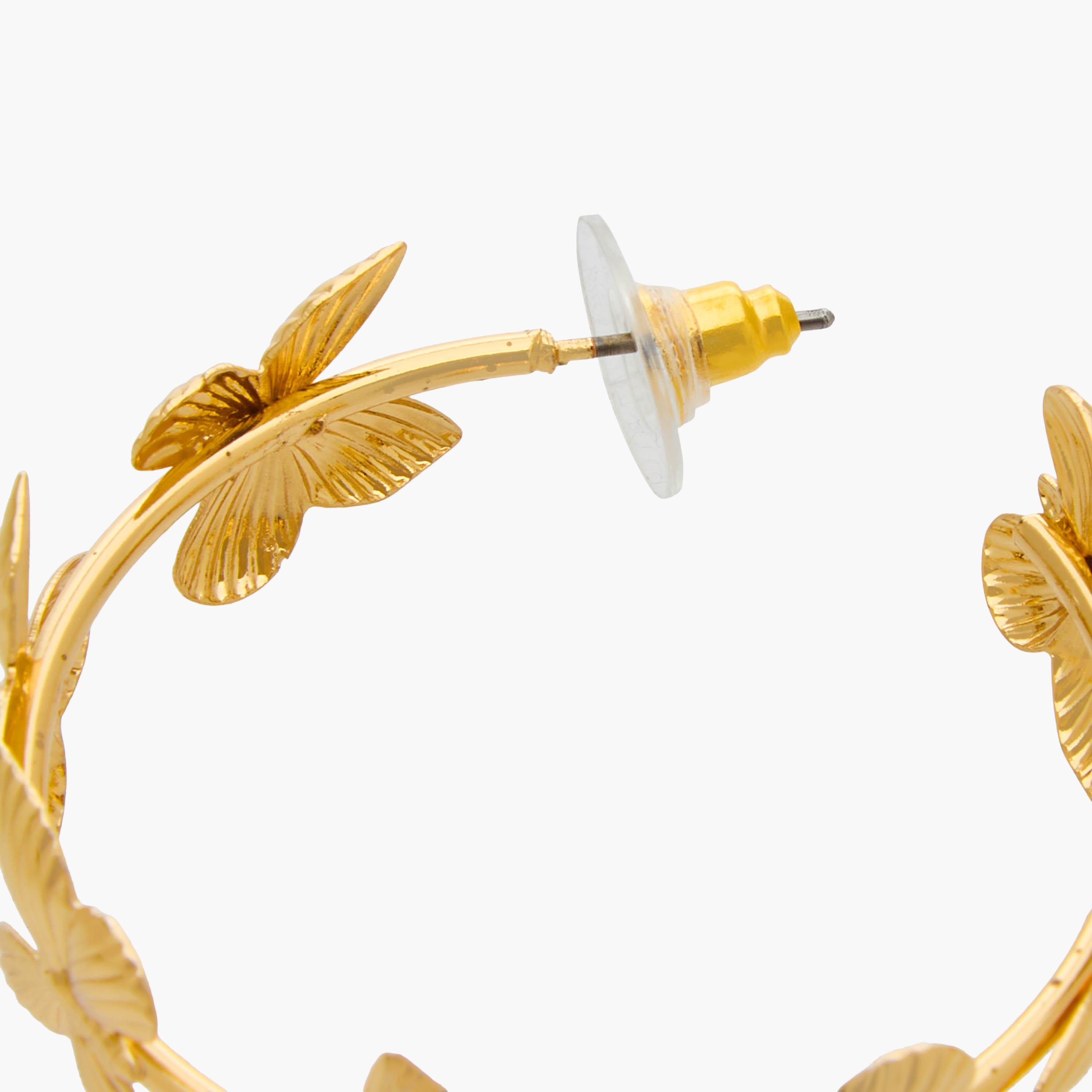Gold Tone Butterfly Accent Hoop Earrings with Pushback Closure-women-watchesandjewellery-jewellery-earrings-image-4