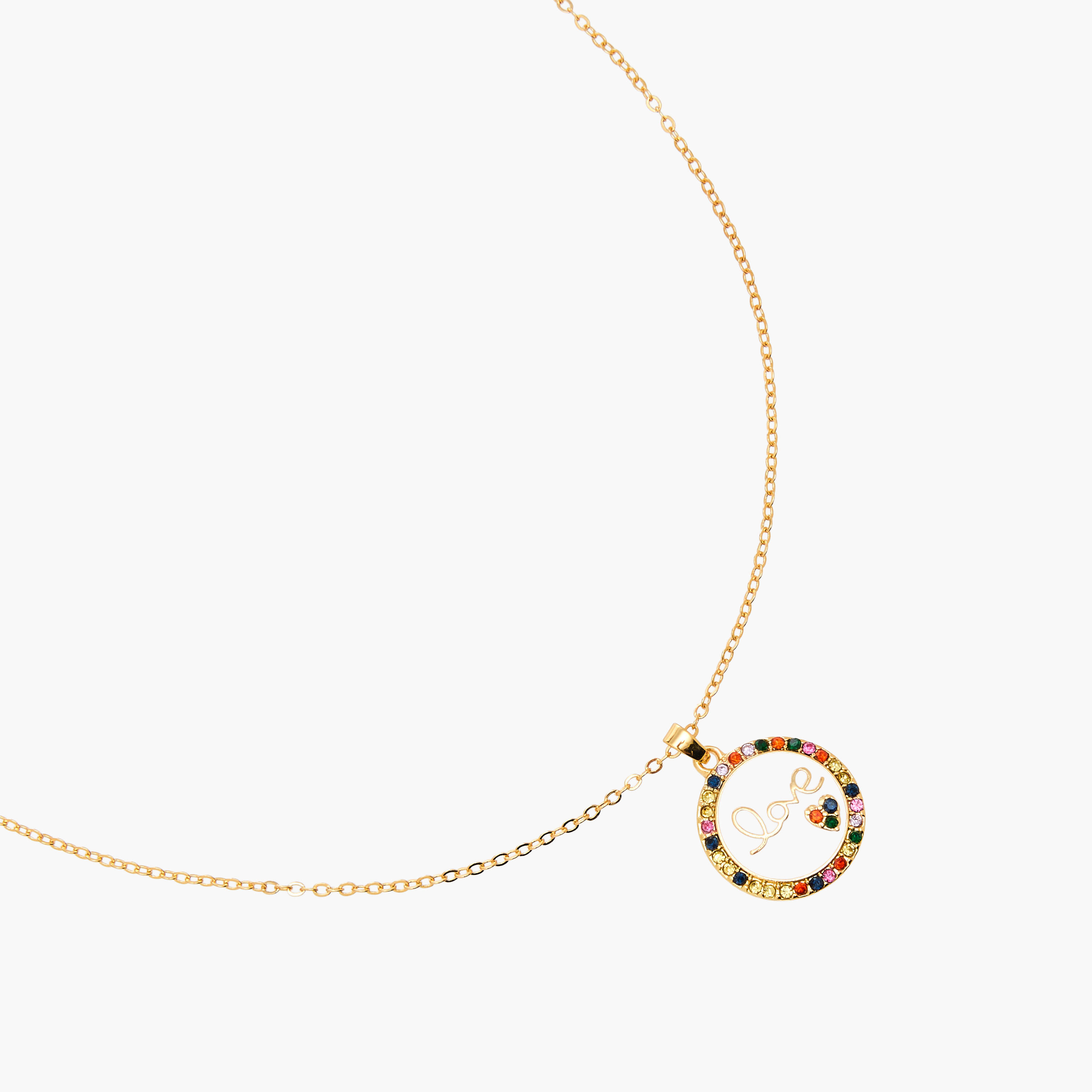 Gold Tone Stone Embellished Pendant Necklace with Lobster Clasp Closure-women-watchesandjewellery-jewellery-necklacesandpendants-image-2