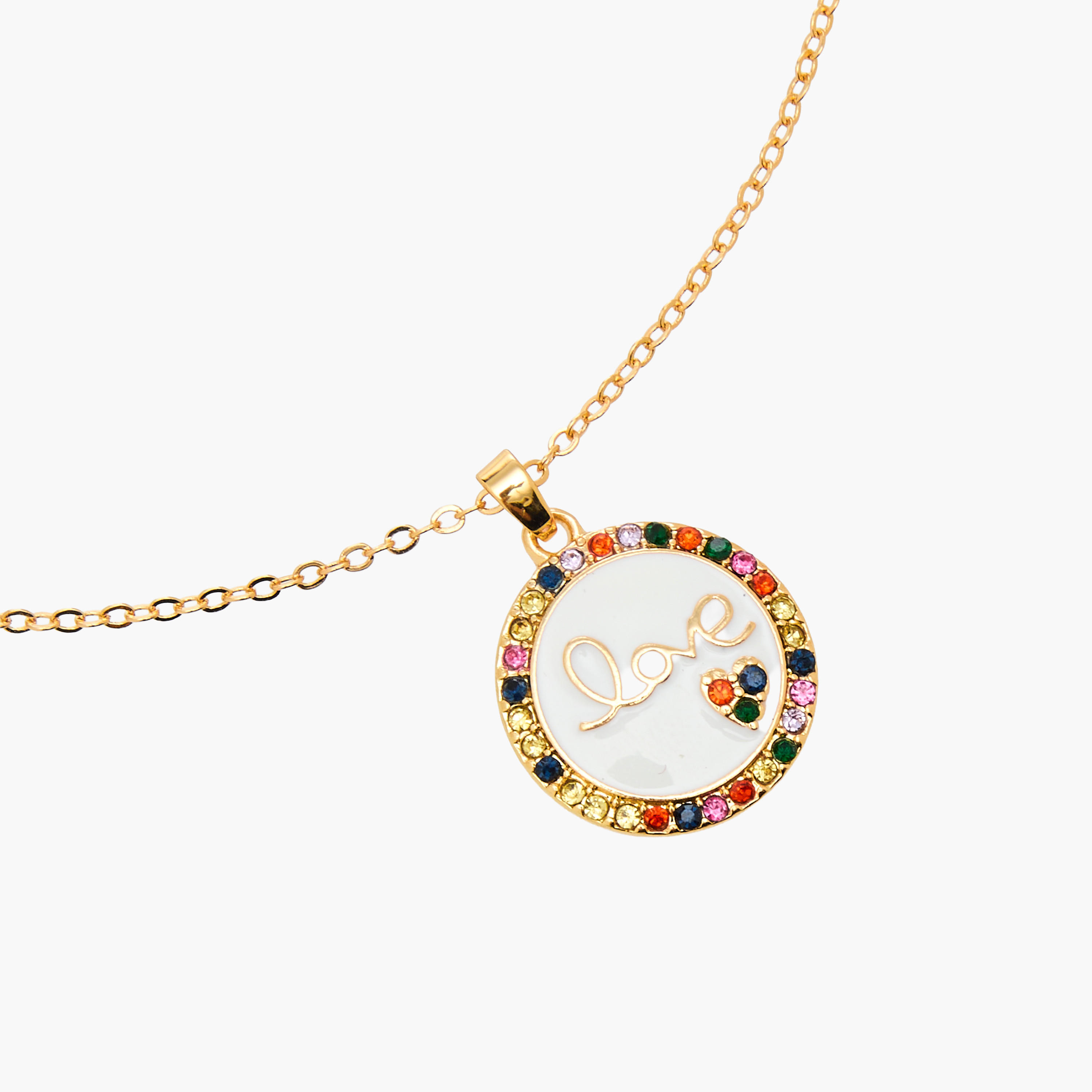 Gold Tone Stone Embellished Pendant Necklace with Lobster Clasp Closure-women-watchesandjewellery-jewellery-necklacesandpendants-image-4