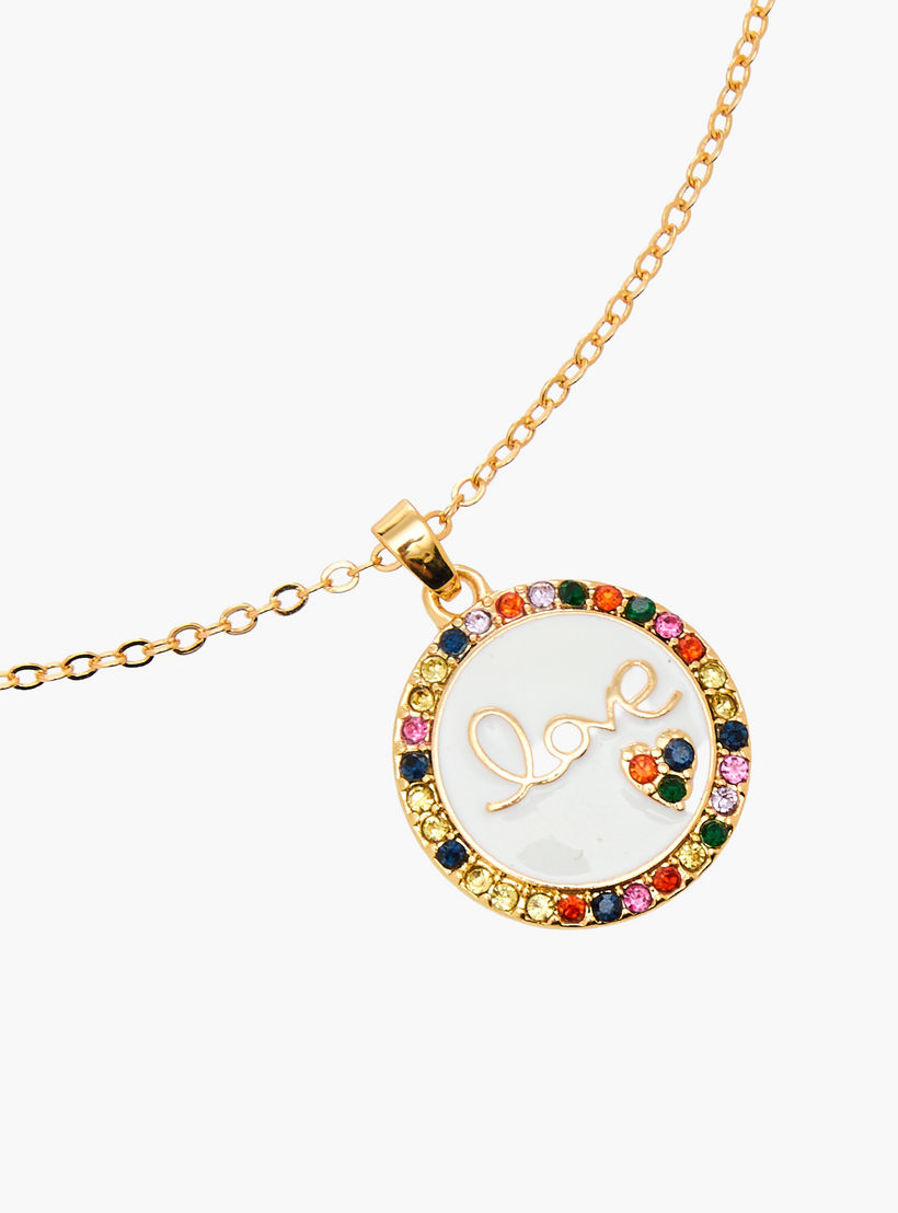 Gold Tone Stone Embellished Pendant Necklace with Lobster Clasp Closure-women-watchesandjewellery-jewellery-necklacesandpendants-image-4