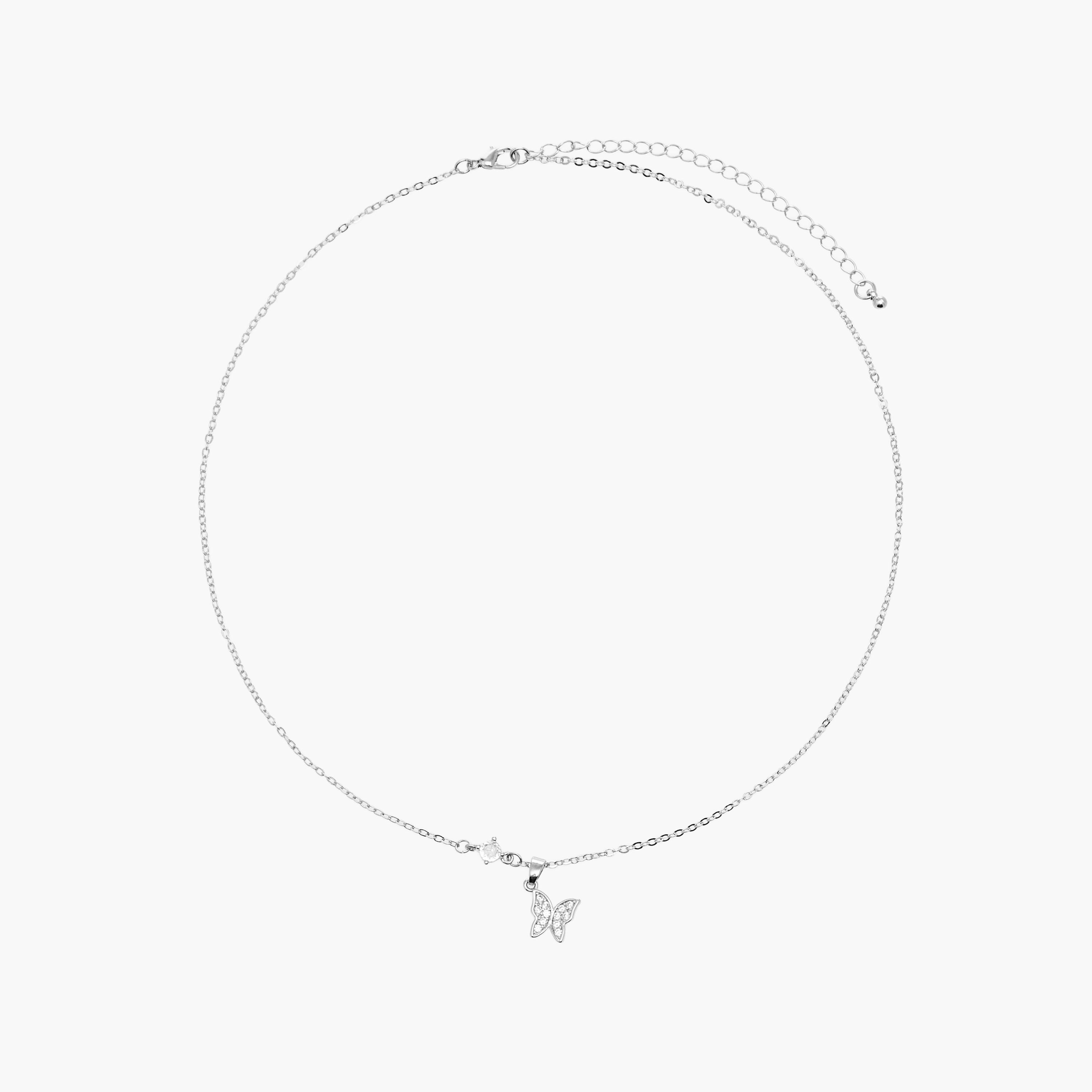 Silver Tone Butterfly Pendant Necklace with Lobster Clasp Closure-women-watchesandjewellery-jewellery-necklacesandpendants-image-1