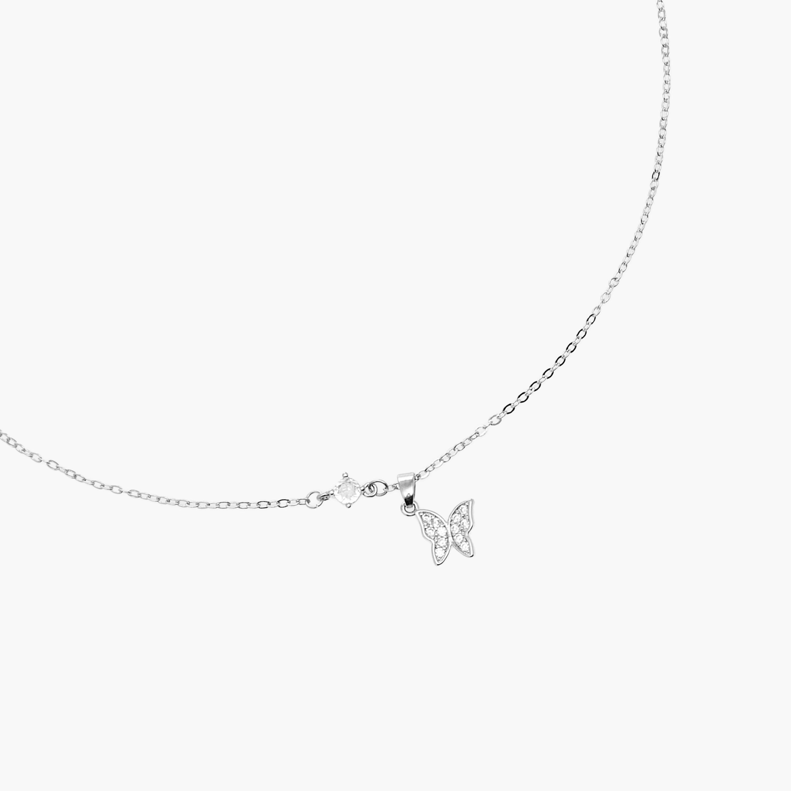 Silver Tone Butterfly Pendant Necklace with Lobster Clasp Closure-women-watchesandjewellery-jewellery-necklacesandpendants-image-2