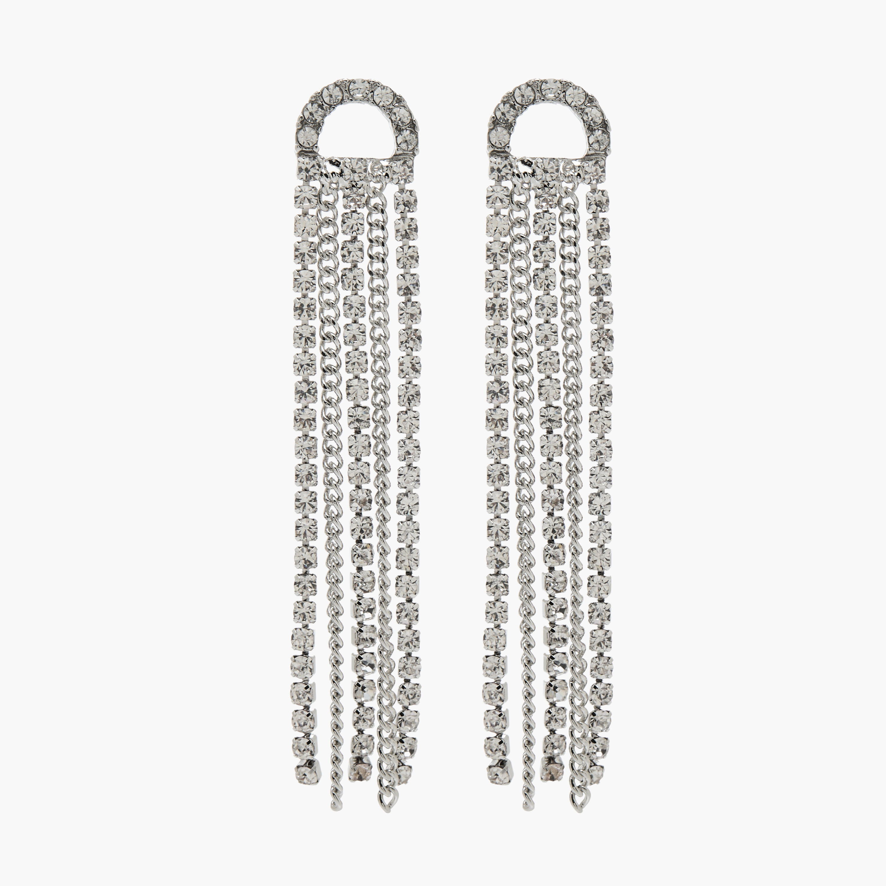 Silver Tone Tassel Earrings with Pushback Closure-women-watchesandjewellery-jewellery-earrings-image-1
