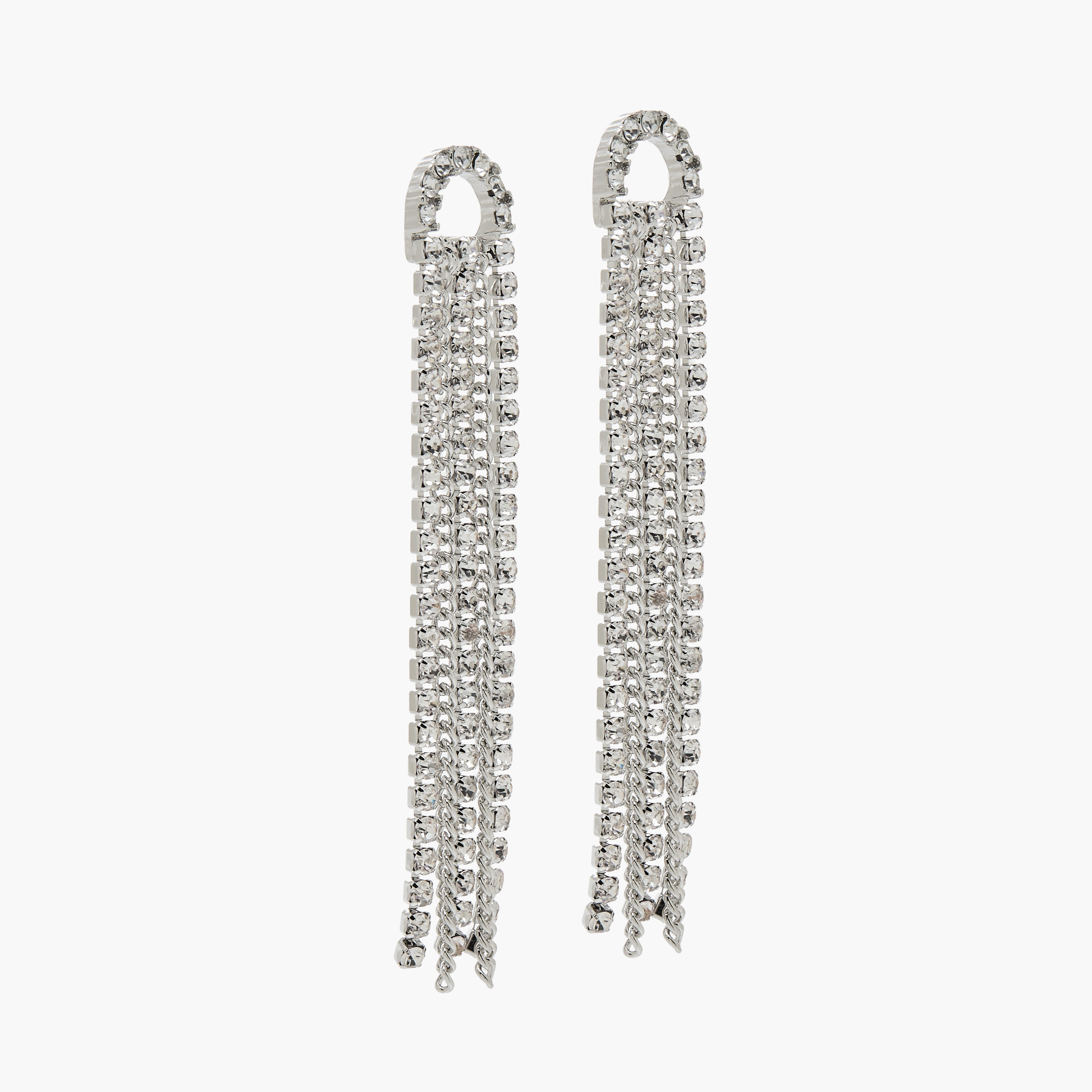Silver Tone Tassel Earrings with Pushback Closure-women-watchesandjewellery-jewellery-earrings-image-2