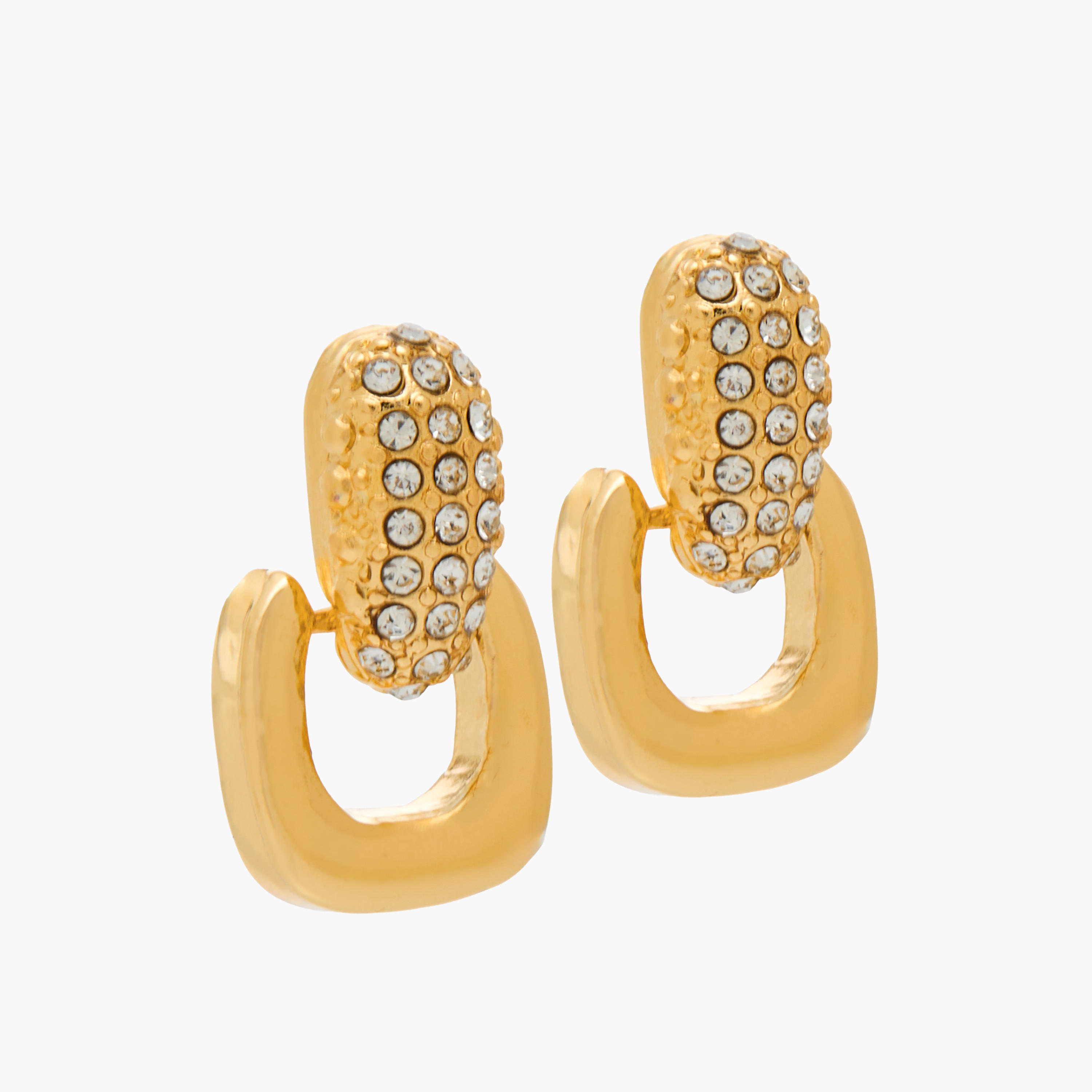 Gold Tone Stone Embellished Earrings with Pushback Closure-women-watchesandjewellery-jewellery-earrings-image-2