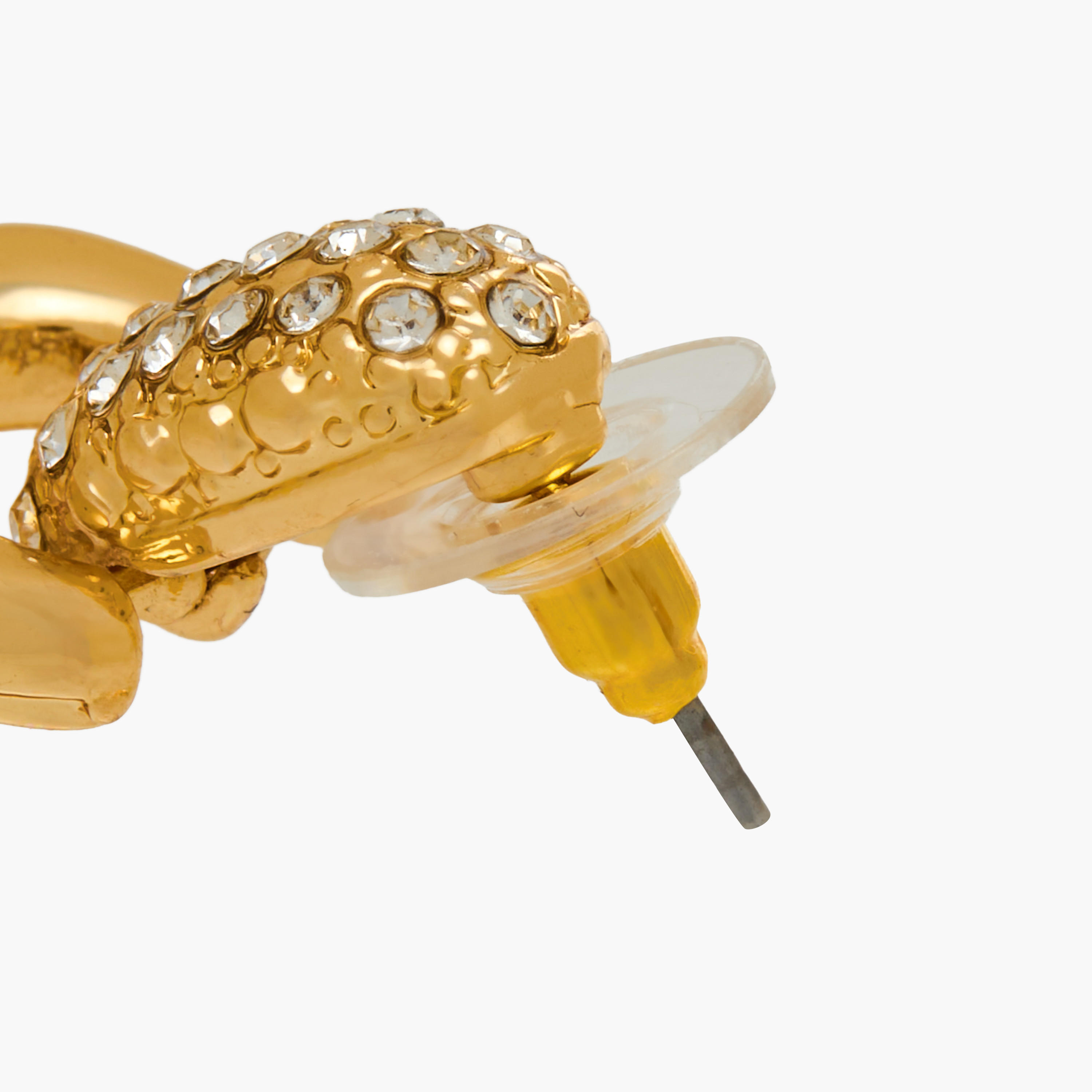 Gold Tone Stone Embellished Earrings with Pushback Closure-women-watchesandjewellery-jewellery-earrings-image-4