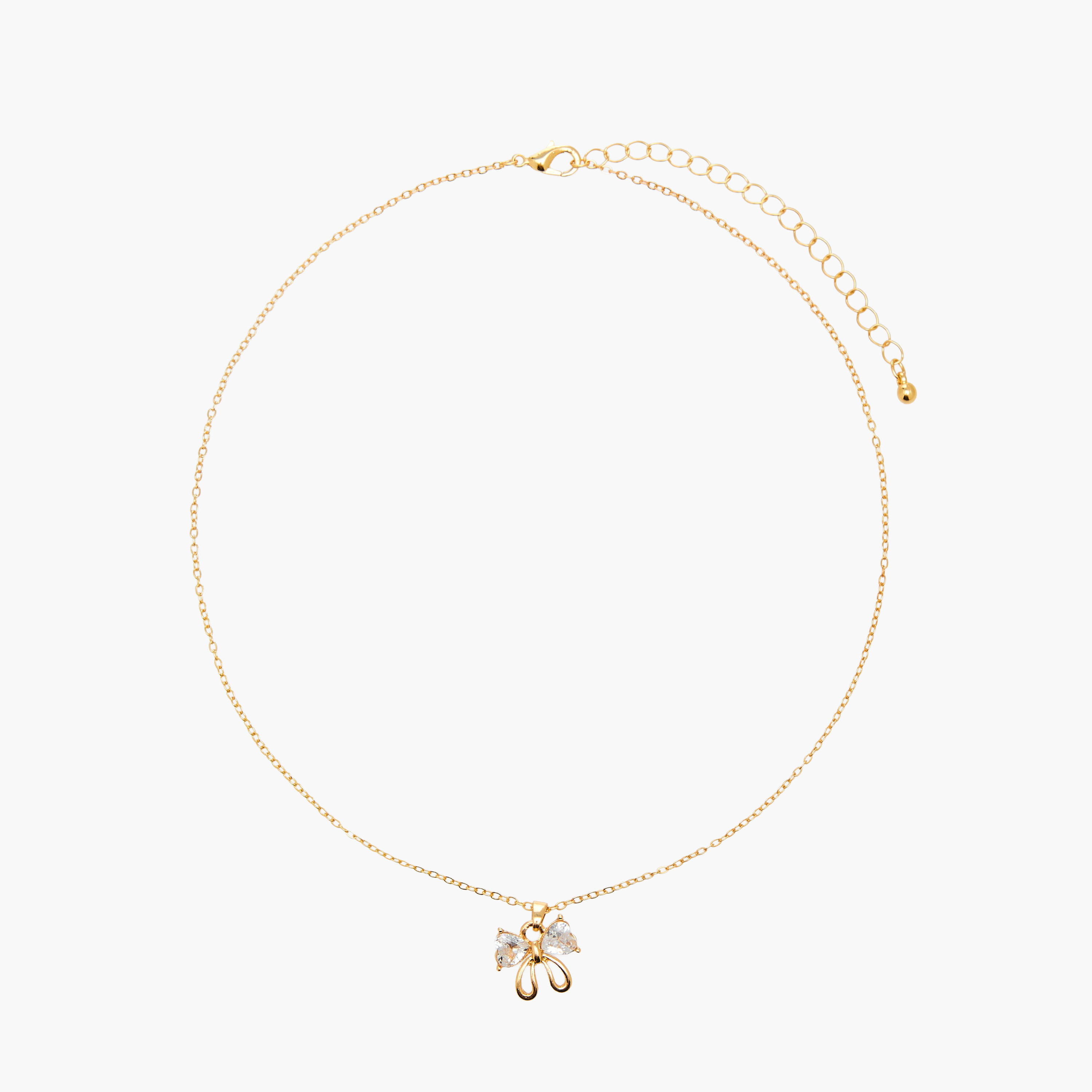 Set of 2 - Cubic Zirconia Stone Embellished Bow Necklace and Earrings-women-watchesandjewellery-jewellery-jewellerysets-image-2