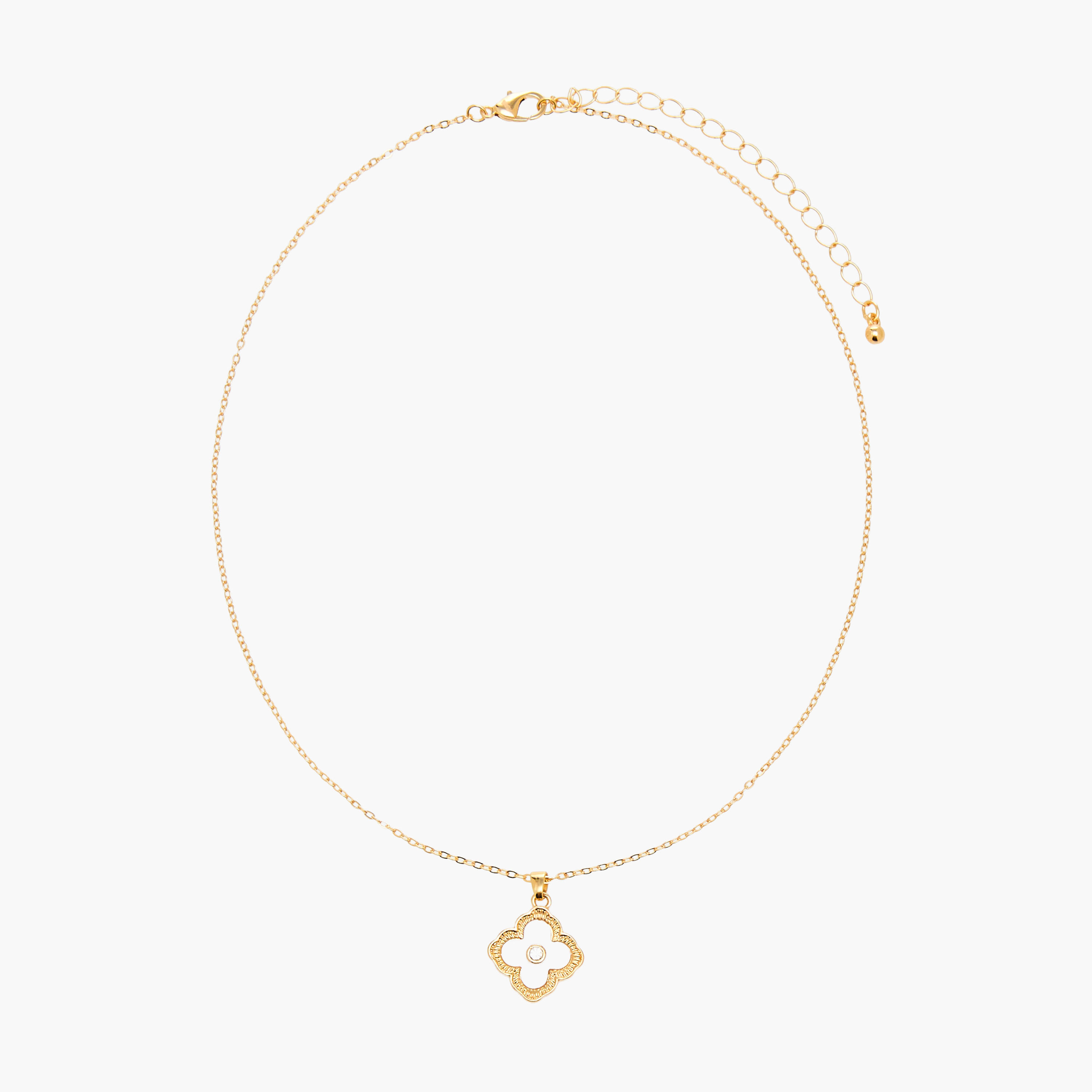 Set of 2 - Stone Embellished Floral Pendant Necklace and Earrings-women-watchesandjewellery-jewellery-jewellerysets-image-2