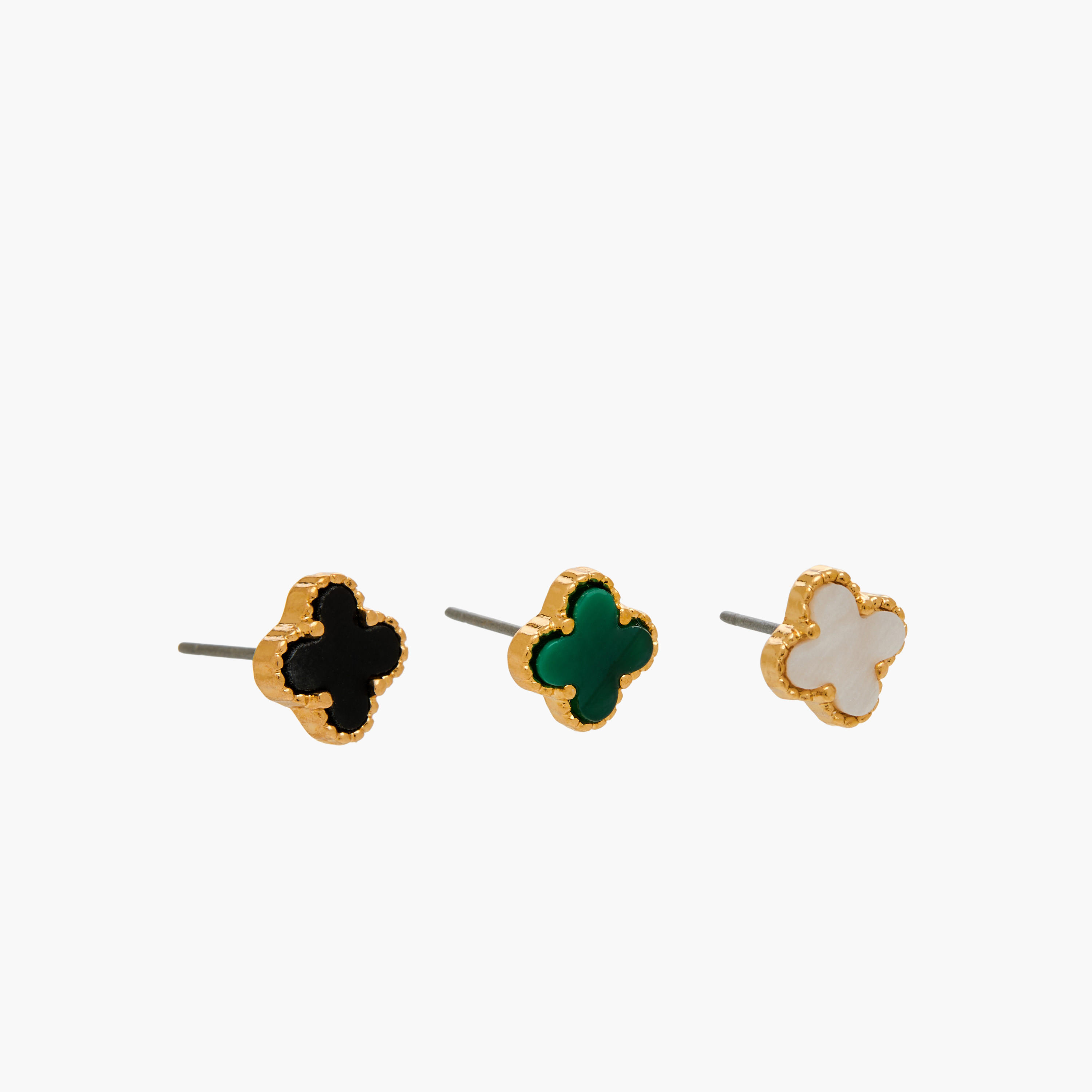 Set of 3 - Gold Tone Floral Stud Earrings with Pushback Closure-women-watchesandjewellery-jewellery-earrings-image-2