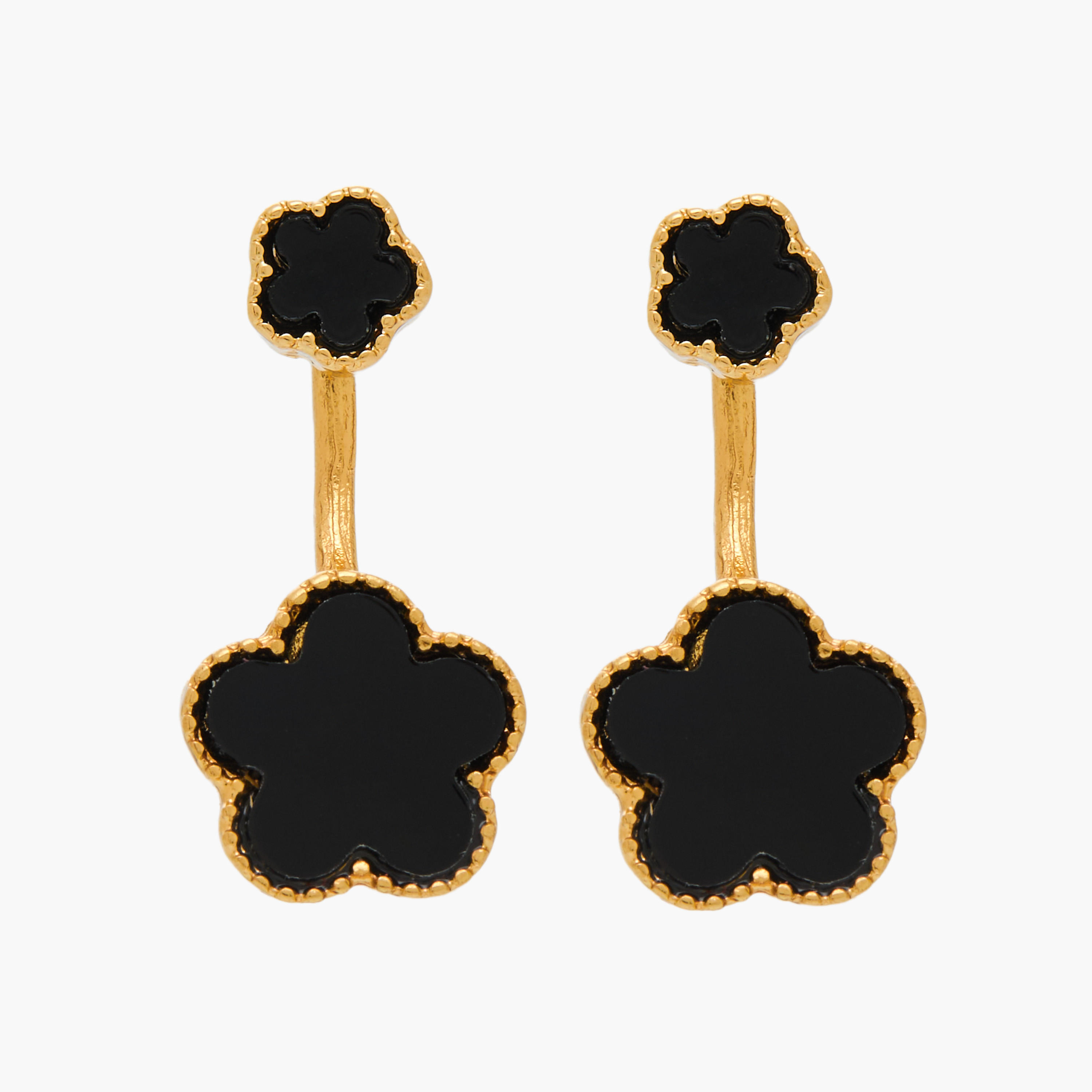 Gold Tone Floral Drop Earrings with Pushback Closure-women-watchesandjewellery-jewellery-earrings-image-1