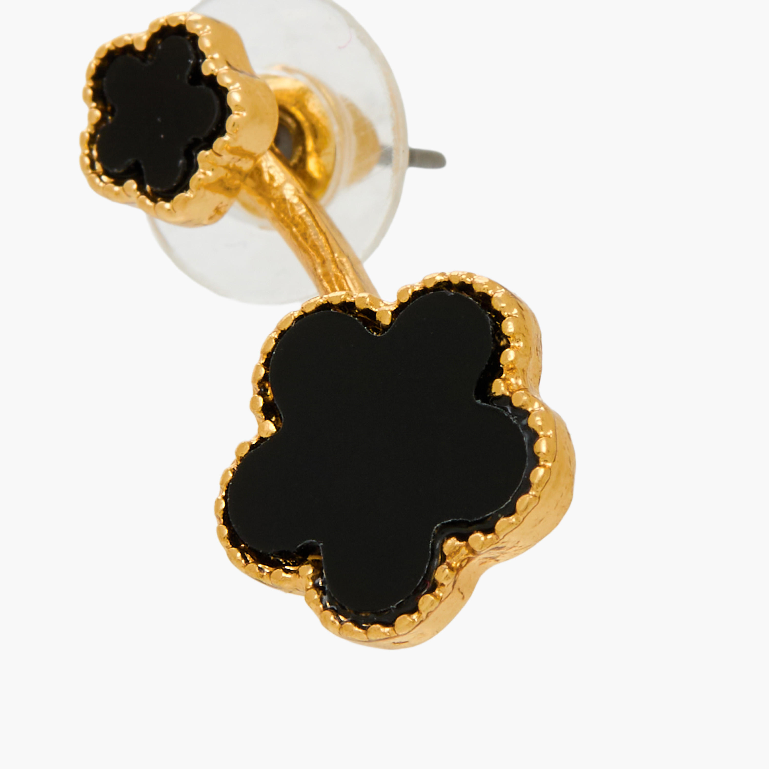 Gold Tone Floral Drop Earrings with Pushback Closure-women-watchesandjewellery-jewellery-earrings-image-3
