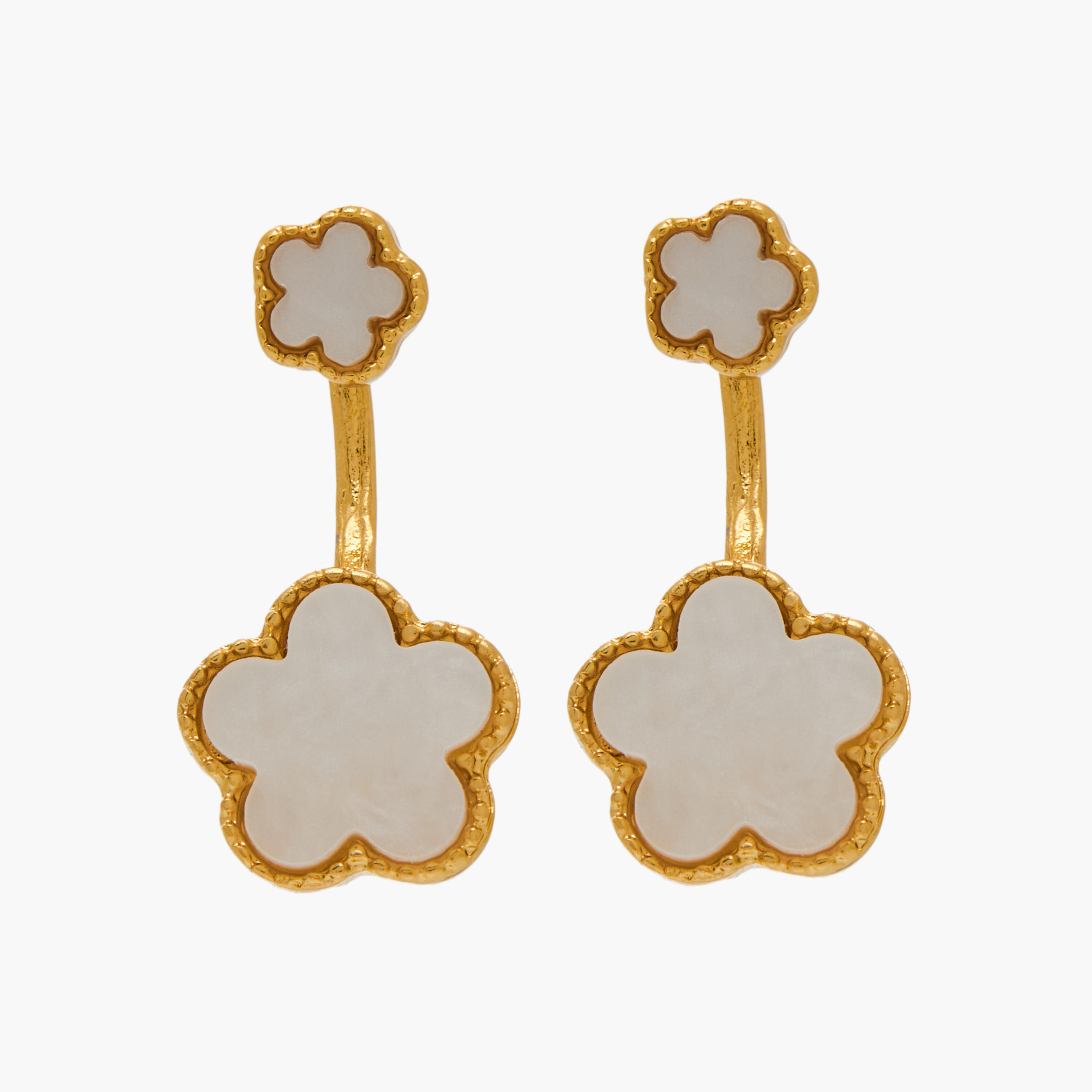 Gold Tone Floral Drop Earrings with Pushback Closure-women-watchesandjewellery-jewellery-earrings-image-1