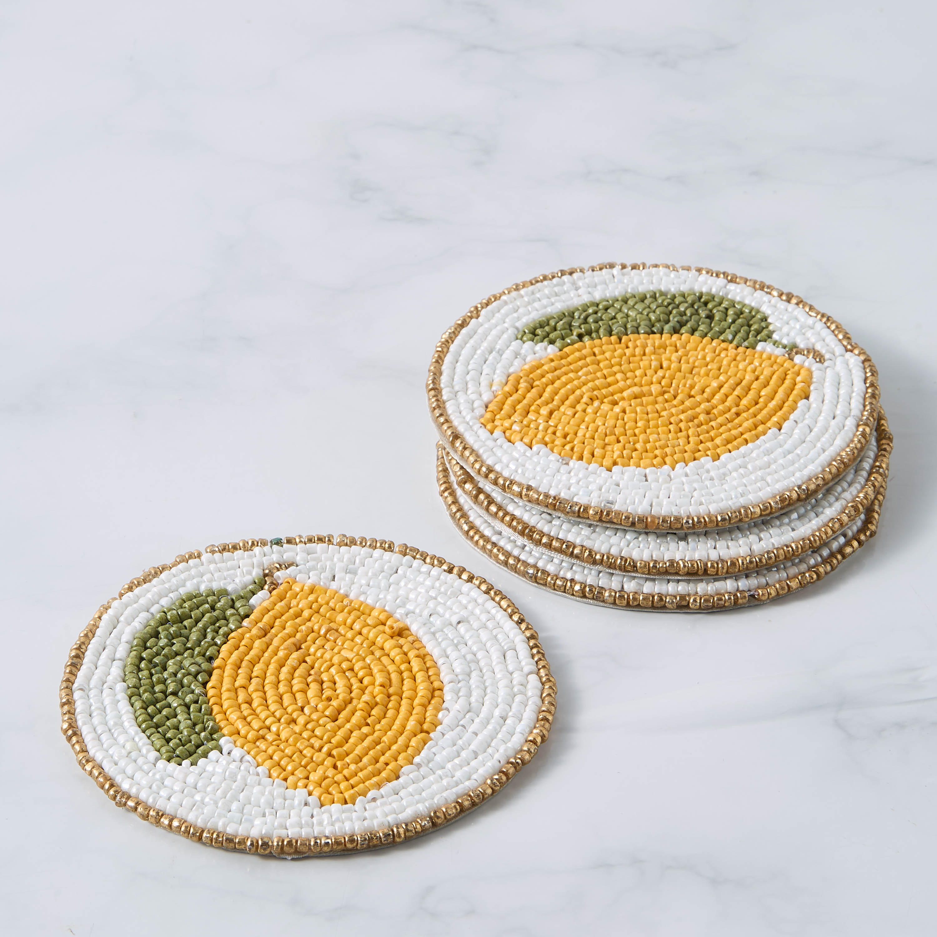 Lemon Embellished Coaster - Set of 4-household-dining-tablelinen-napkinsandaccessories-image-1
