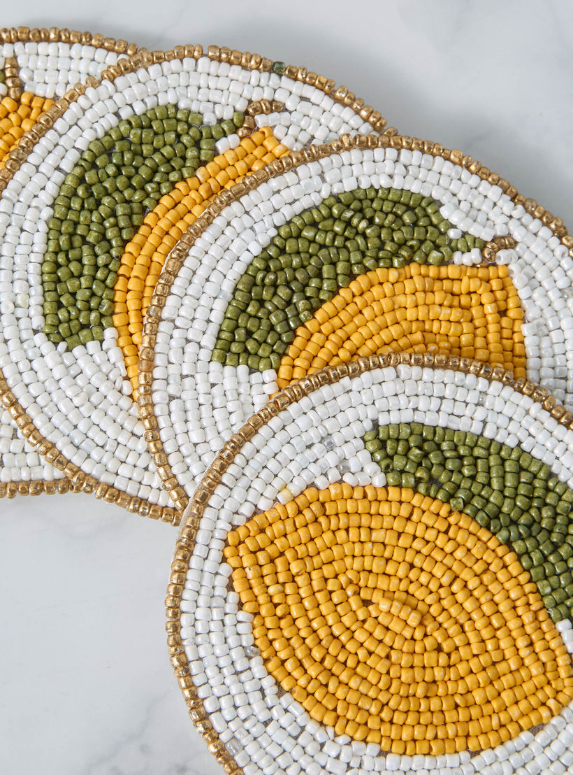 Lemon Embellished Coaster - Set of 4-household-dining-tablelinen-napkinsandaccessories-image-4