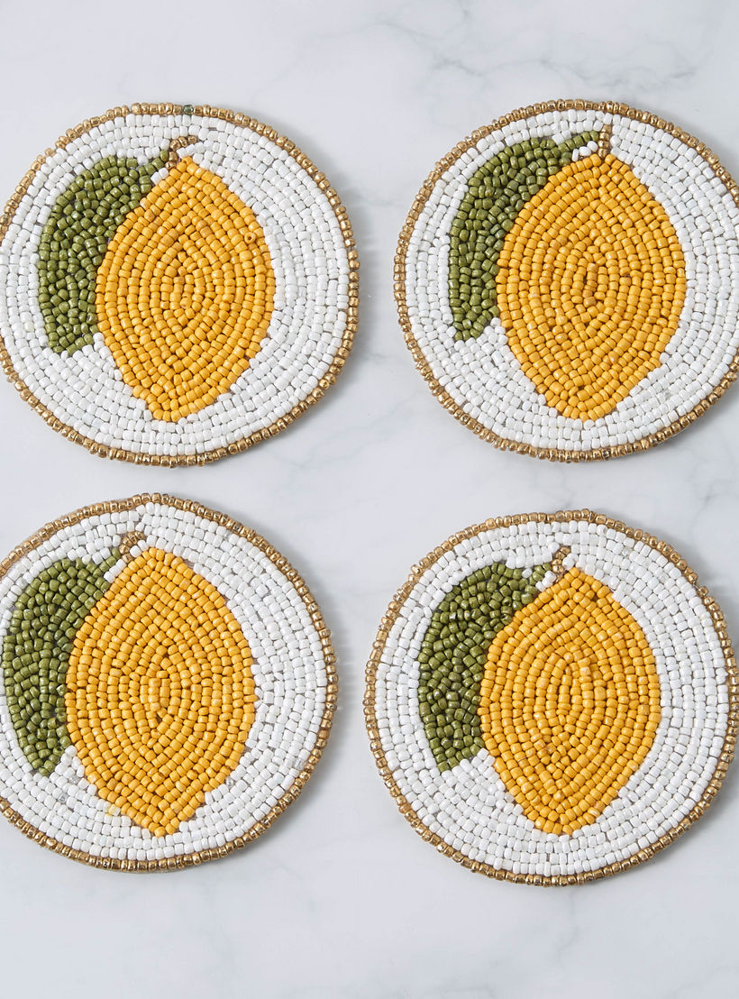 Lemon Embellished Coaster - Set of 4-household-dining-tablelinen-napkinsandaccessories-image-5