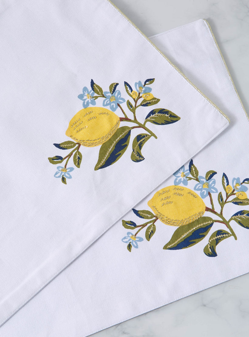 Lemon Print 2-Piece Placemat Set - 45x30 cms-household-dining-tablelinen-placemats-image-4