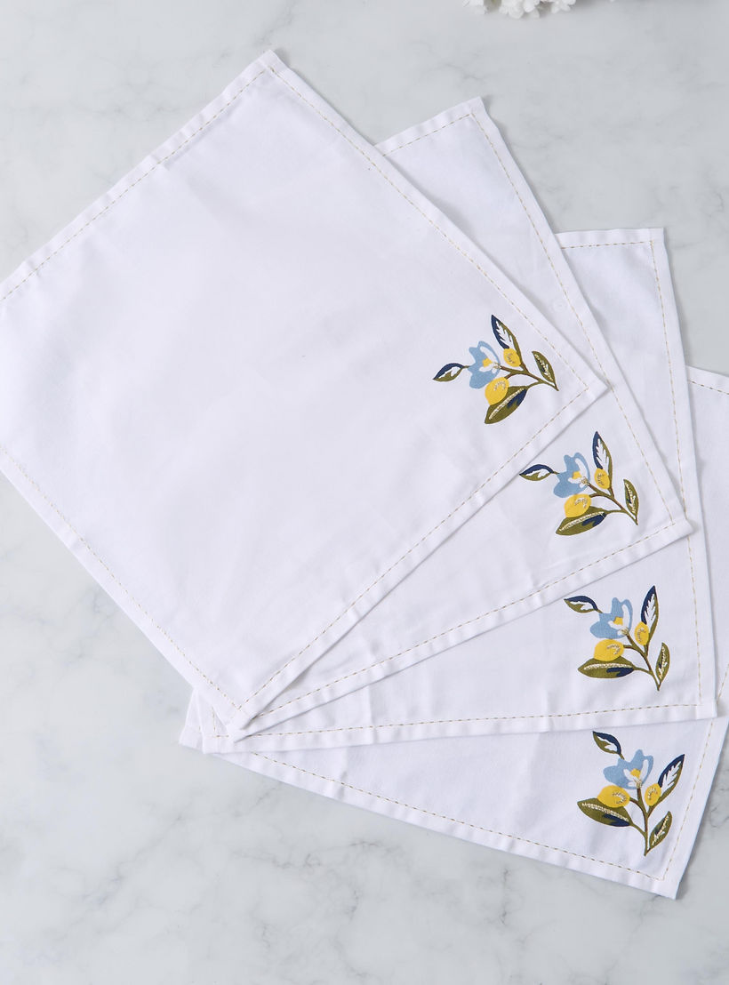 Lemon Print 4-Piece Napkin Set - 42x42 cms-household-dining-tablelinen-napkinsandaccessories-image-3