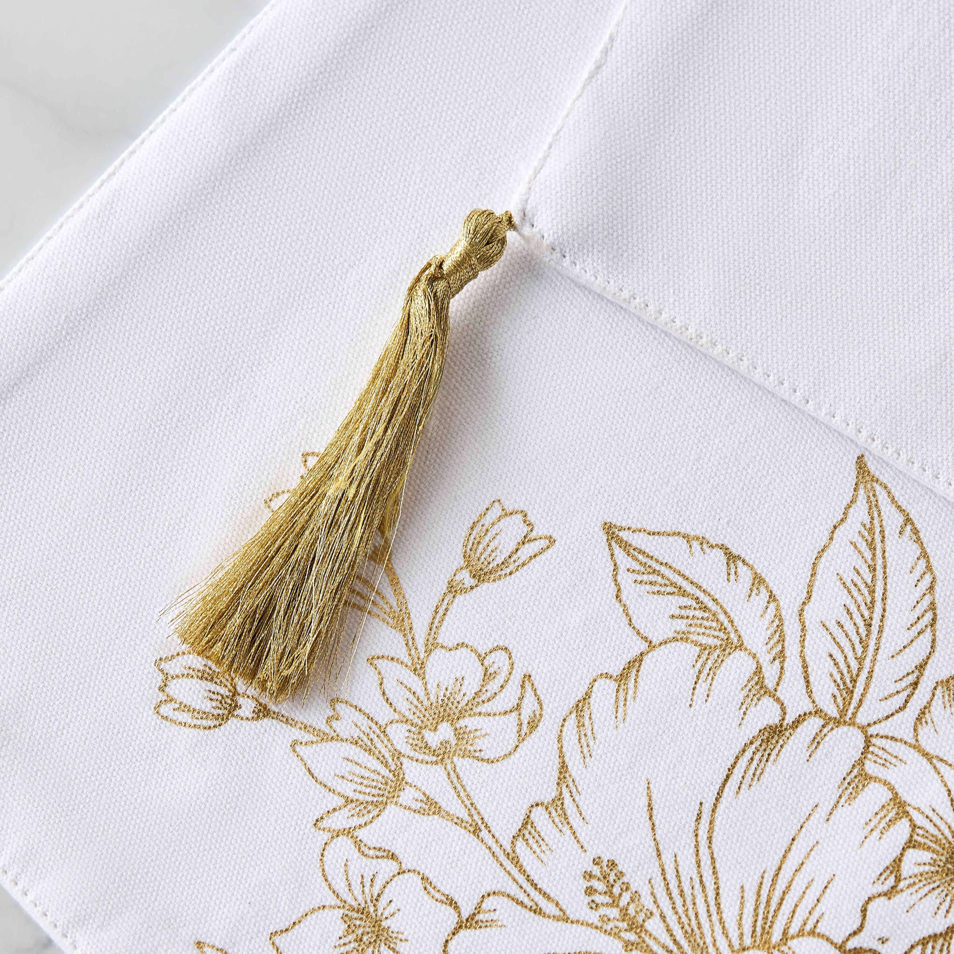 Summer Hot Flower Foil Print Table Runner with Tassel Detail - 33x180 cms-household-dining-tablelinen-runnersandtablecovers-image-4
