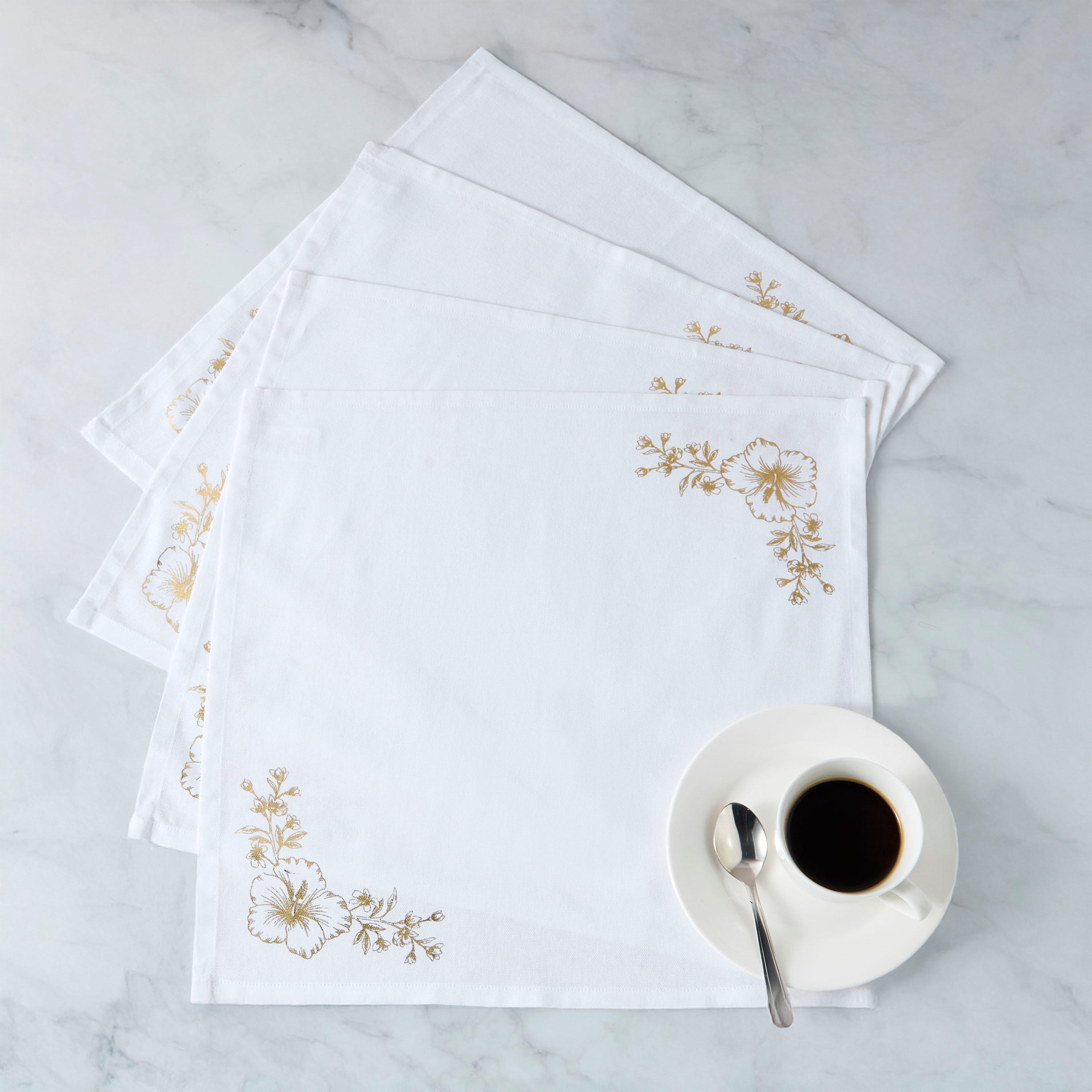 Summer Hot Flower Foil Print 4-Piece Napkin Set - 42x42 cms-household-dining-tablelinen-napkinsandaccessories-image-1