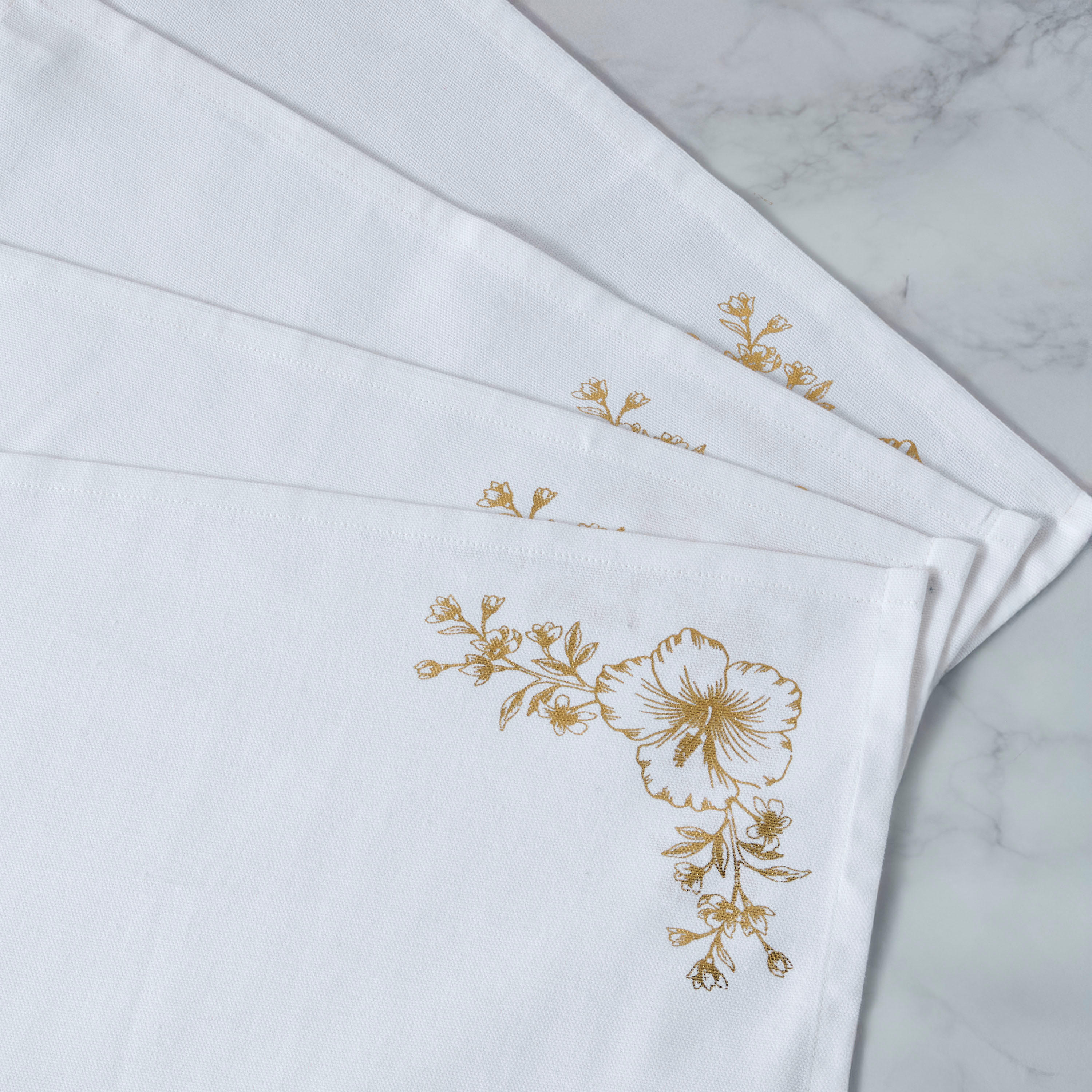 Summer Hot Flower Foil Print 4-Piece Napkin Set - 42x42 cms-household-dining-tablelinen-napkinsandaccessories-image-4