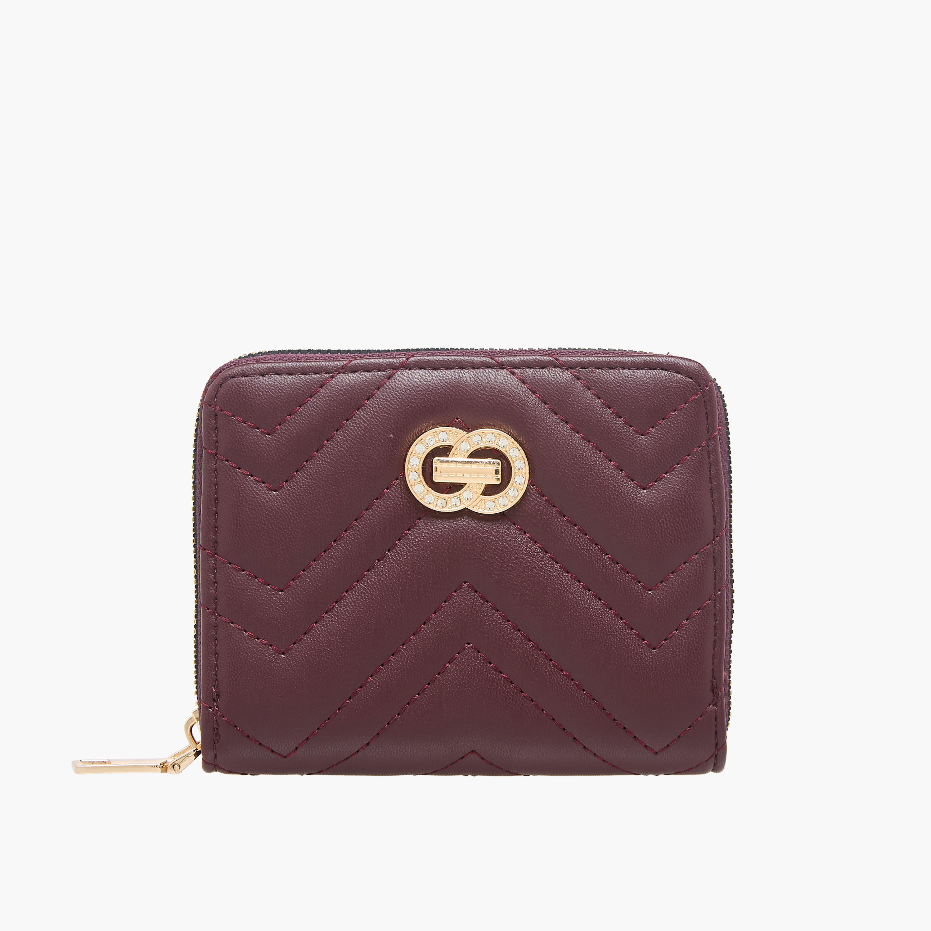 Sasha Chevron Quilted Wallet with Zip Closure-women-bagsandwallets-wallets-image-1