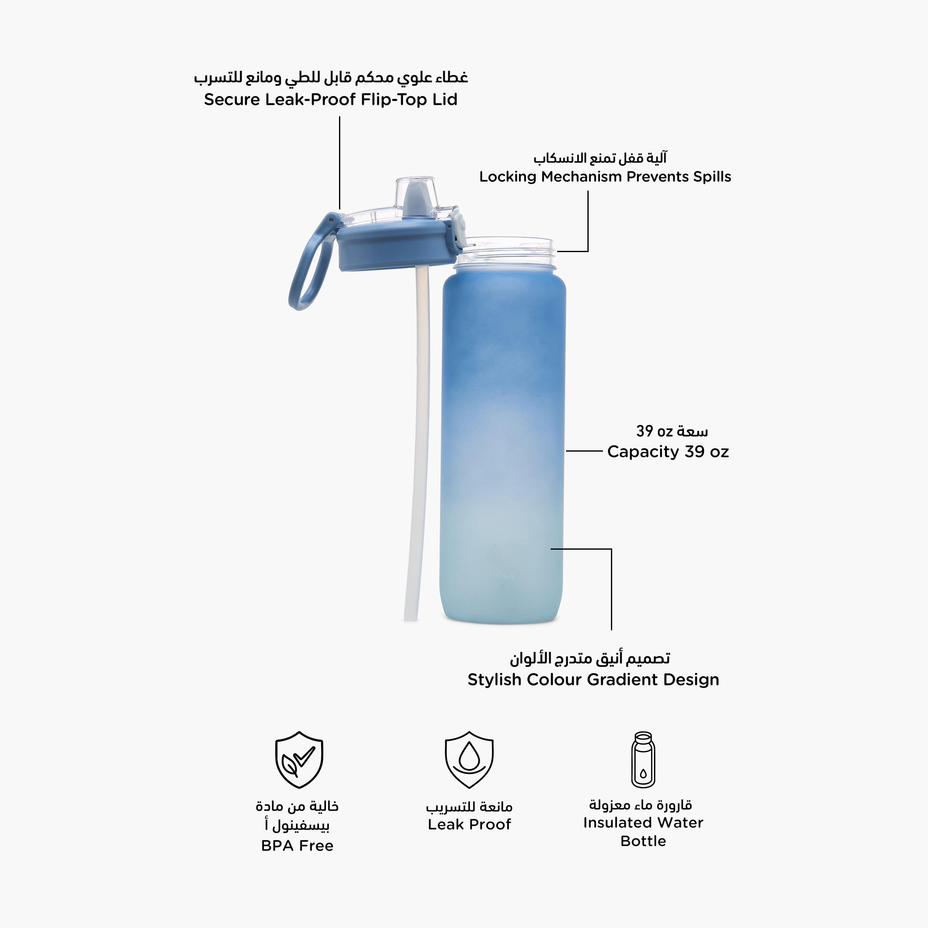 MANNA Ombre Water Bottle with Spout and Handle - 1.1 L-school-waterbottles-image-2