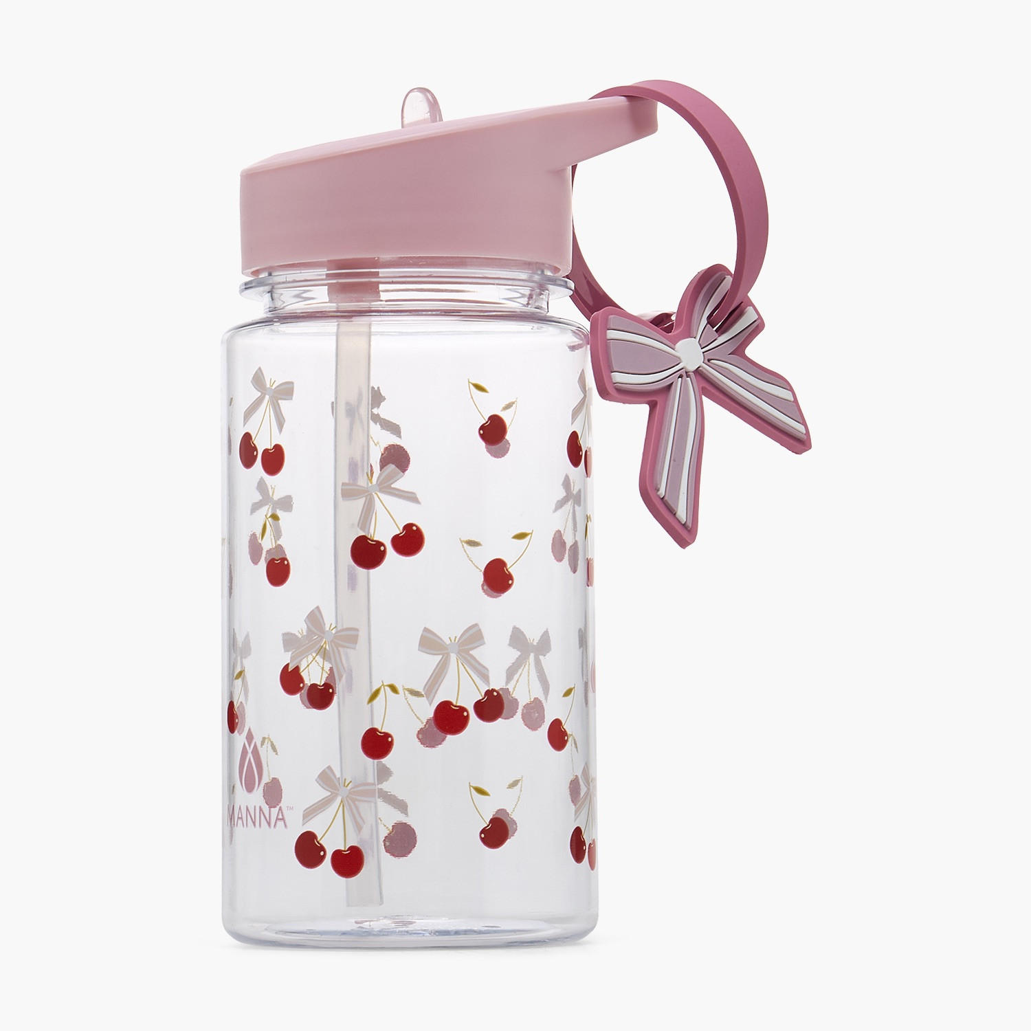 MANNA Cherry Print Water Bottle with Flip Spout and Handle - 444 ml-school-waterbottles-image-1