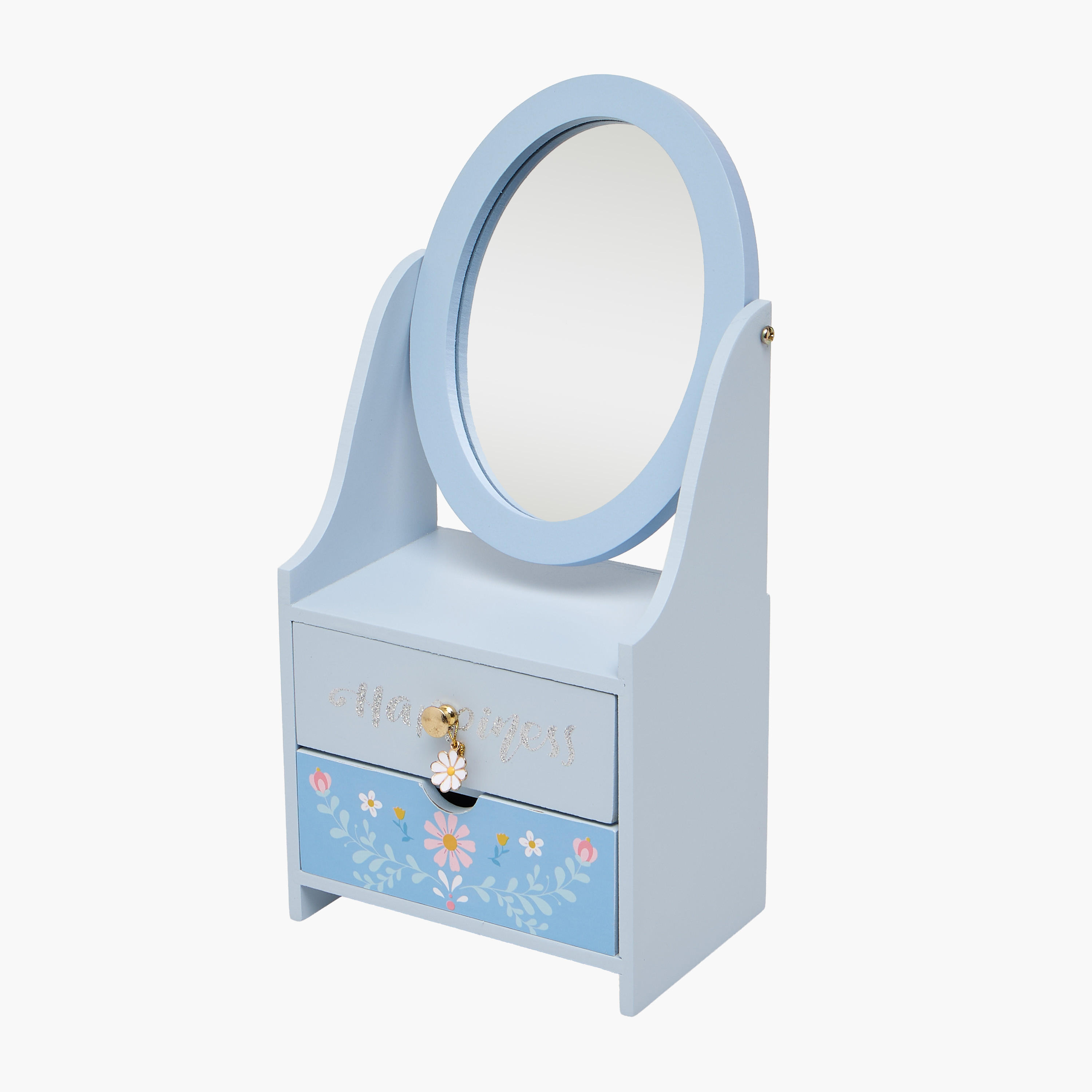 Findz Jewellery Organizer with Daisy Print and Mirror - 18x5x15 cms-women-watchesandjewellery-jewellery-storage-image-2