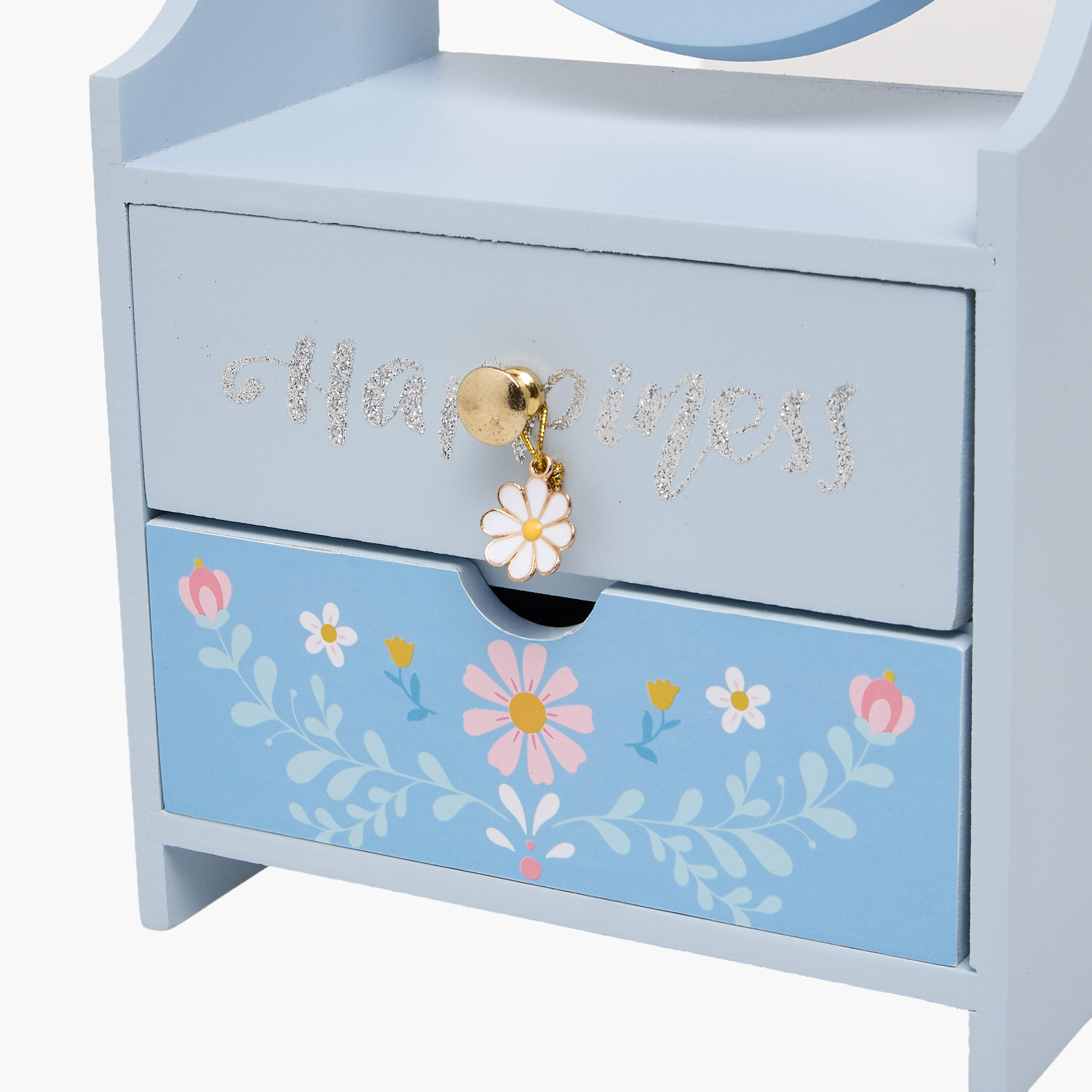 Findz Jewellery Organizer with Daisy Print and Mirror - 18x5x15 cms-women-watchesandjewellery-jewellery-storage-image-4