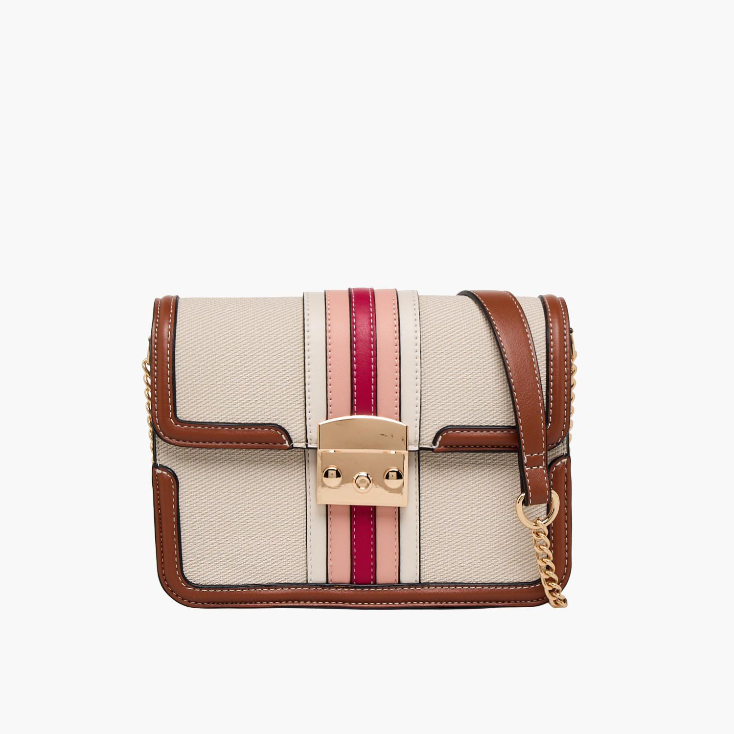 Sasha Striped Crossbody Bag with Chain Strap-women-bagsandwallets-handbags-image-1