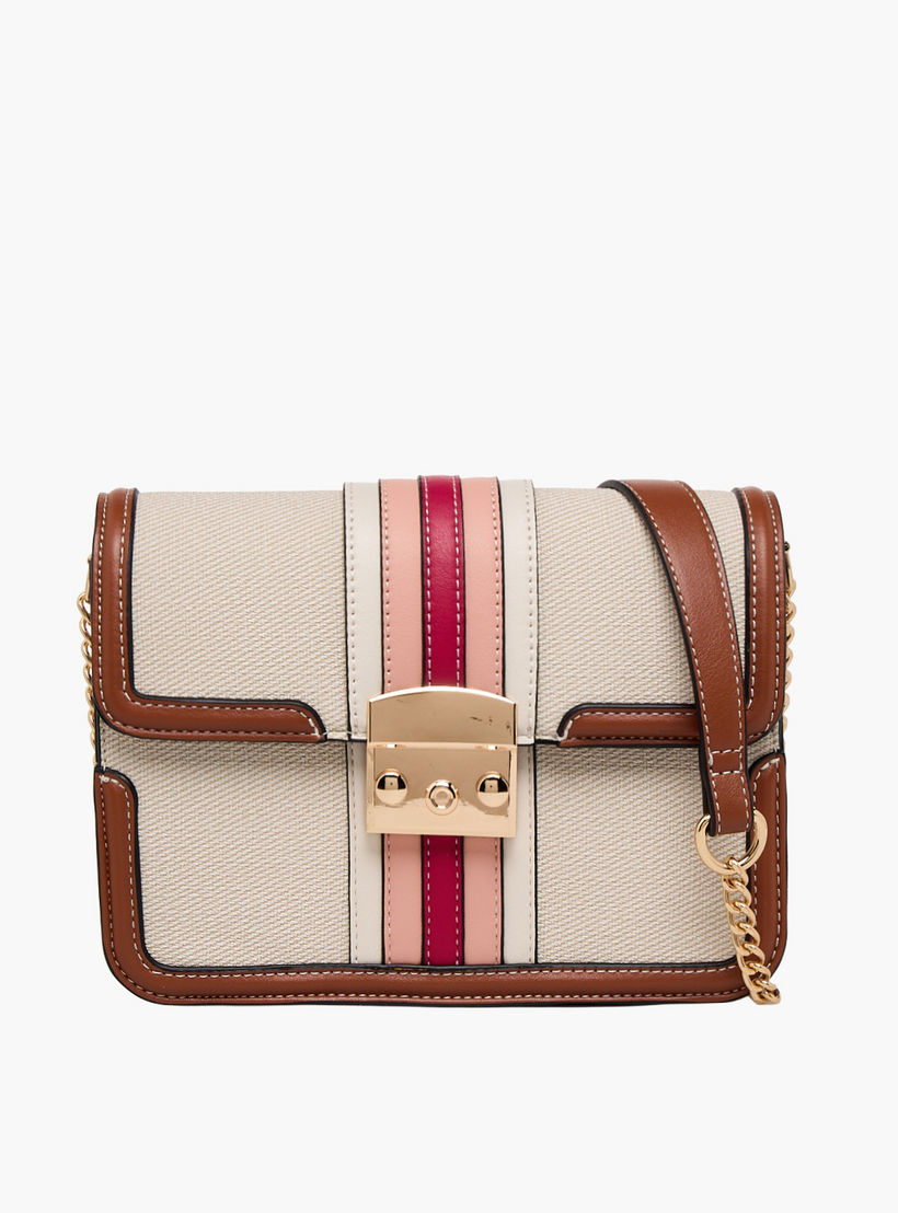 Sasha Striped Crossbody Bag with Chain Strap-women-bagsandwallets-handbags-image-1