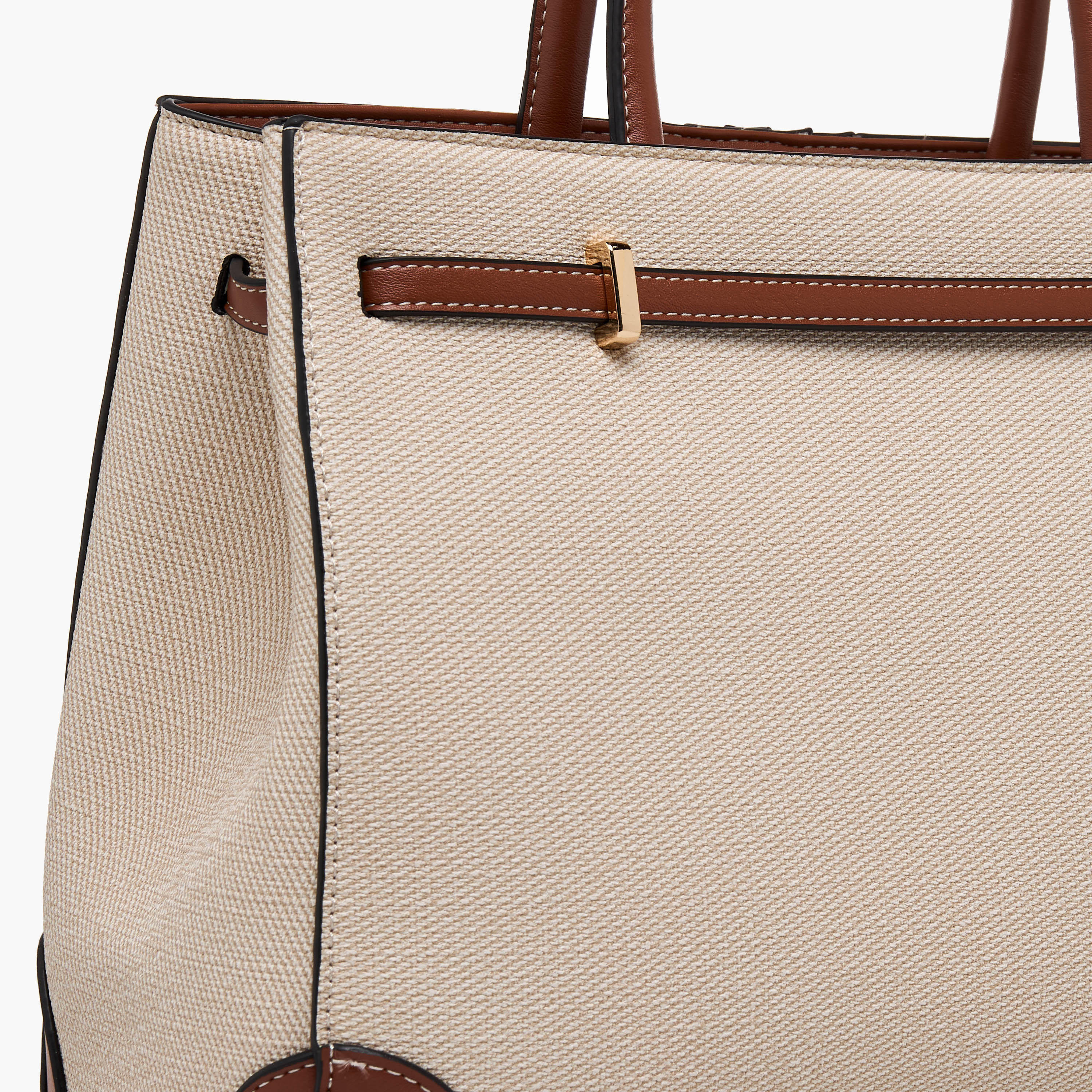 Sasha Textured Tote Bag with Zip Closure-women-bagsandwallets-handbags-image-5