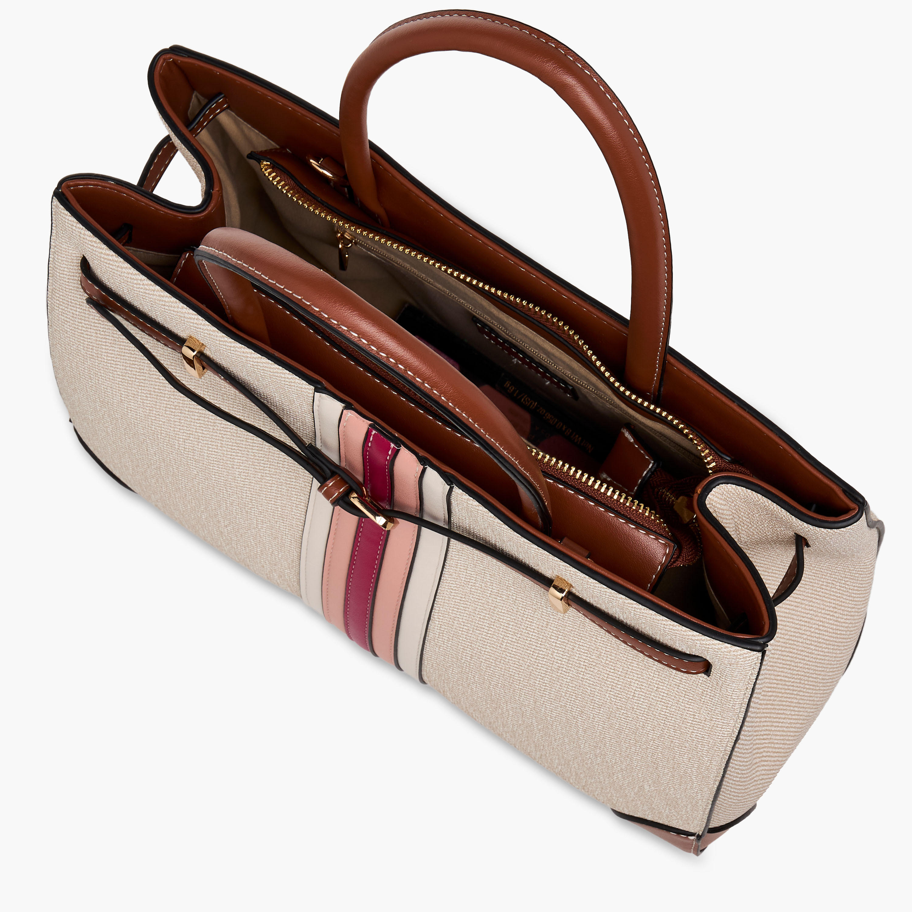 Sasha Textured Tote Bag with Zip Closure-women-bagsandwallets-handbags-image-7