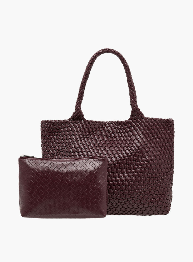 Sasha Textured Tote Bag with Pouch-women-bagsandwallets-handbags-image-1
