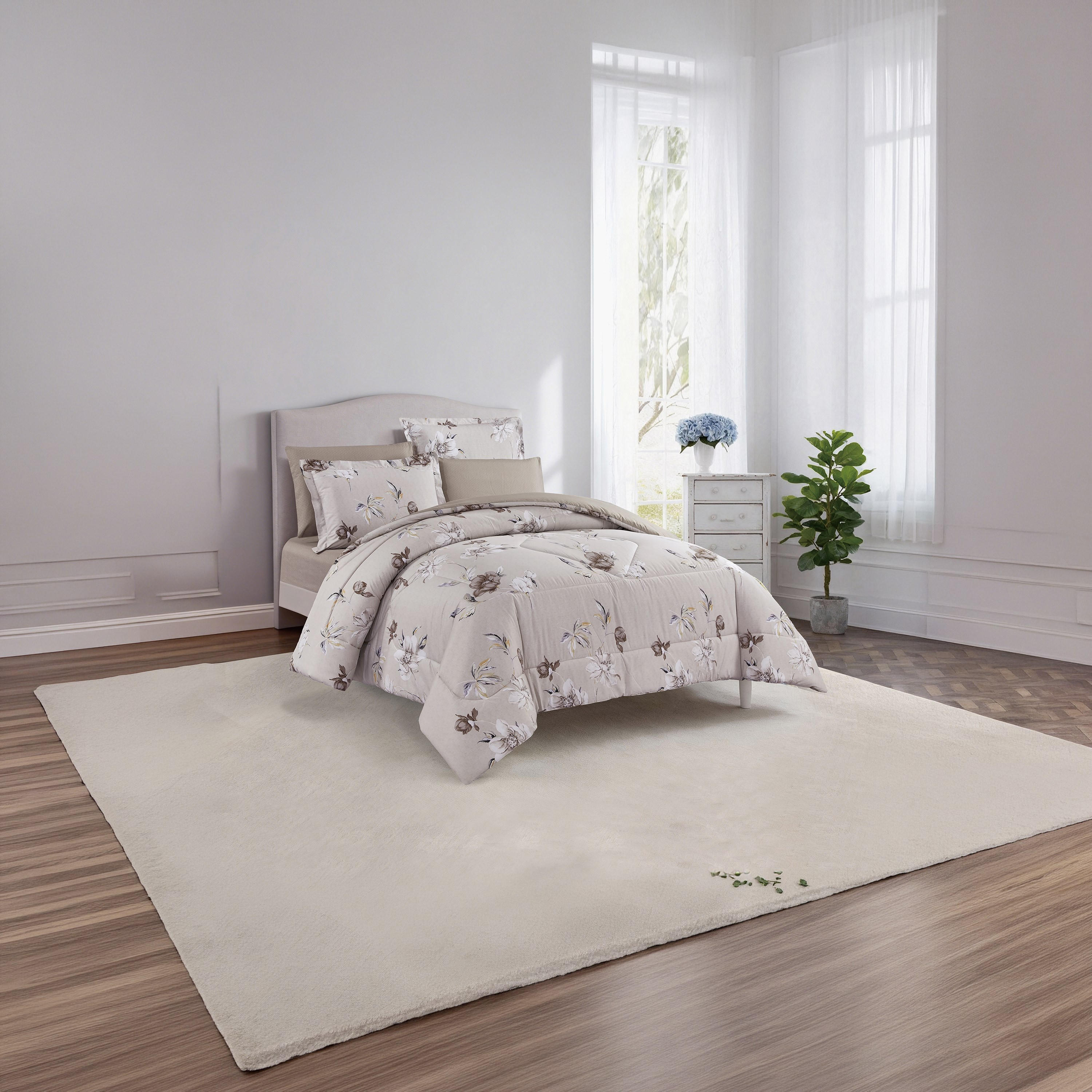 طقم لحاف قطني 100% من يونيك هوم، مناسب لجميع الفصول، 6 قطع، مقاس سوبر كينج - 240×260 سم-household-bedding-comfortersandbedspreads-comforters-image-1